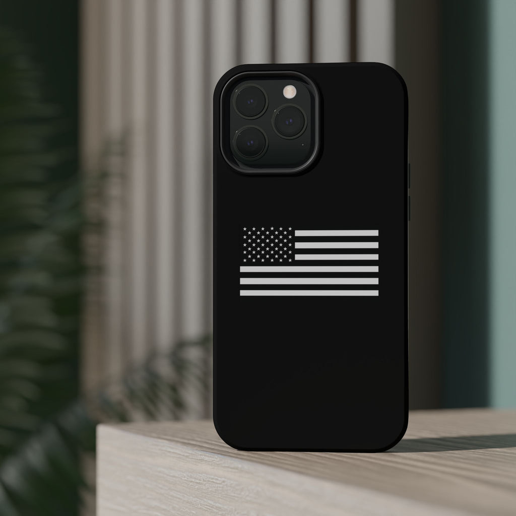 Black and White American Flag Magnetic Impact-Resistant Cases