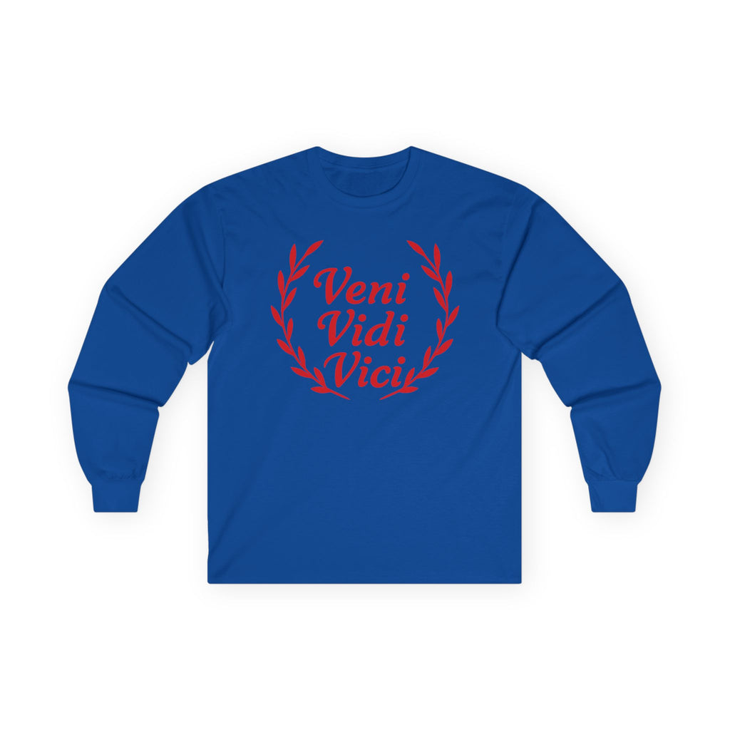 Veni Vidi Vici "I Came, I saw, I Conquered" Light Red Graphic Long Sleeve Tee