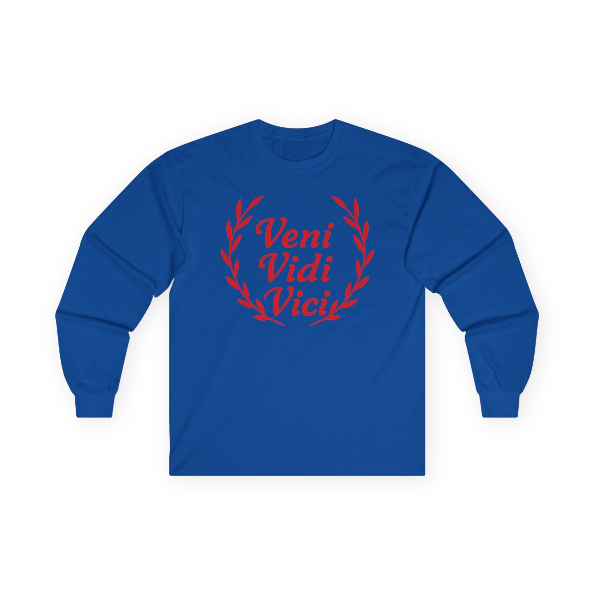 Veni Vidi Vici "I Came, I saw, I Conquered" Light Red Graphic Long Sleeve Tee