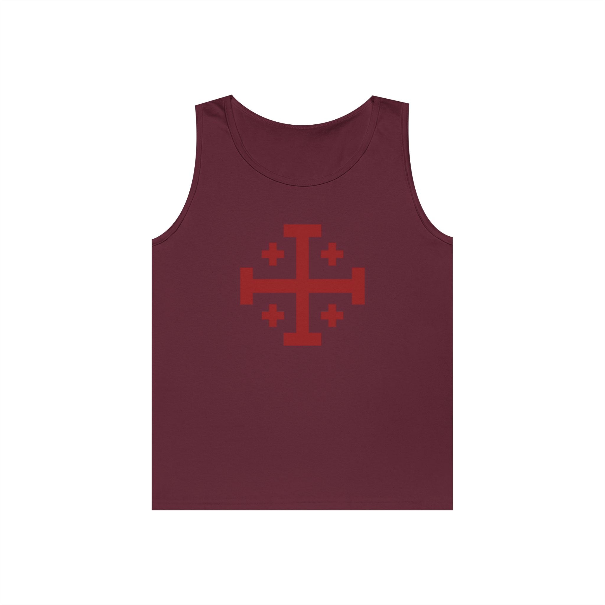 Cross of Jerusalem Red Unisex Heavy Cotton Tank Top