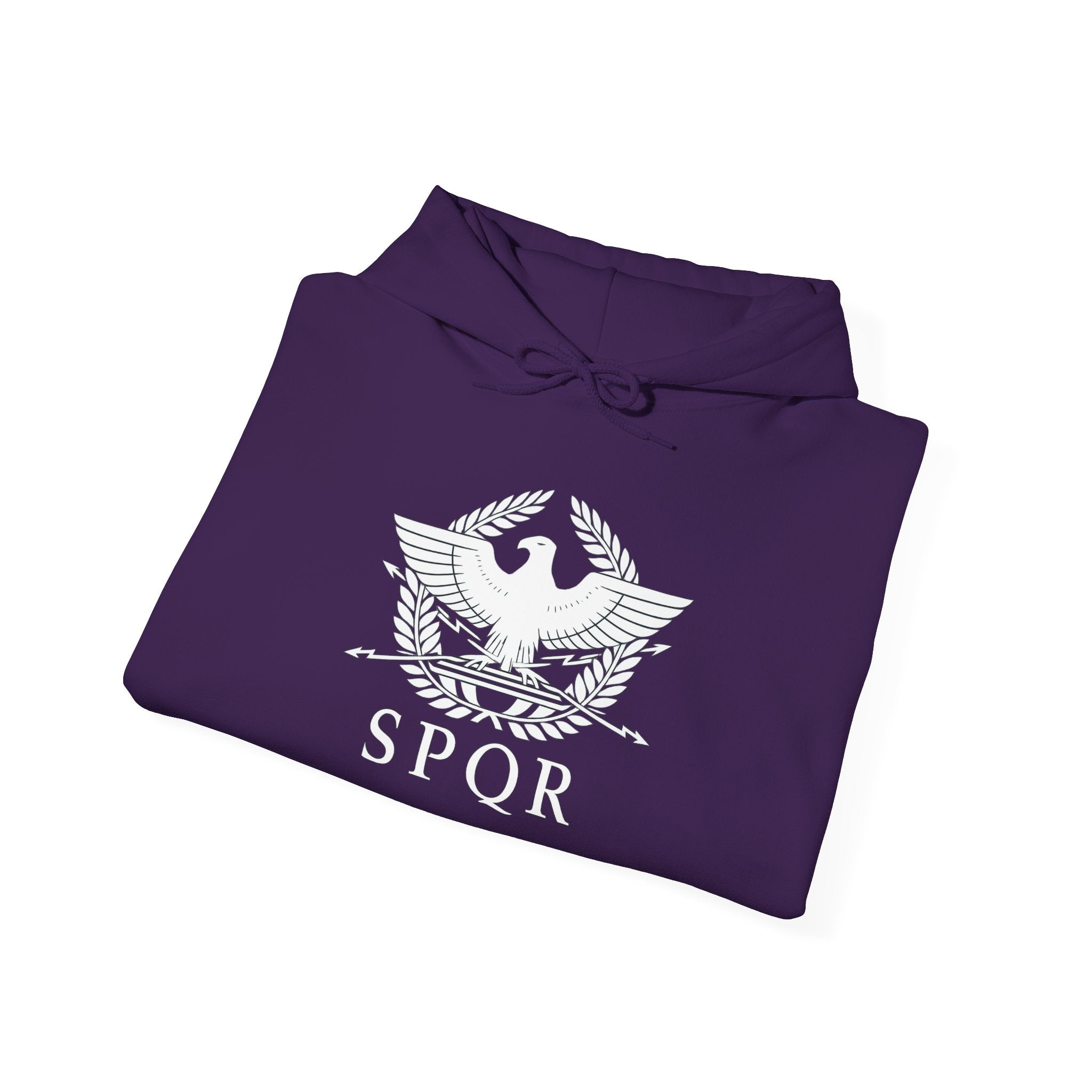 SPQR Roman Eagle White Design Pull Over Hoodie