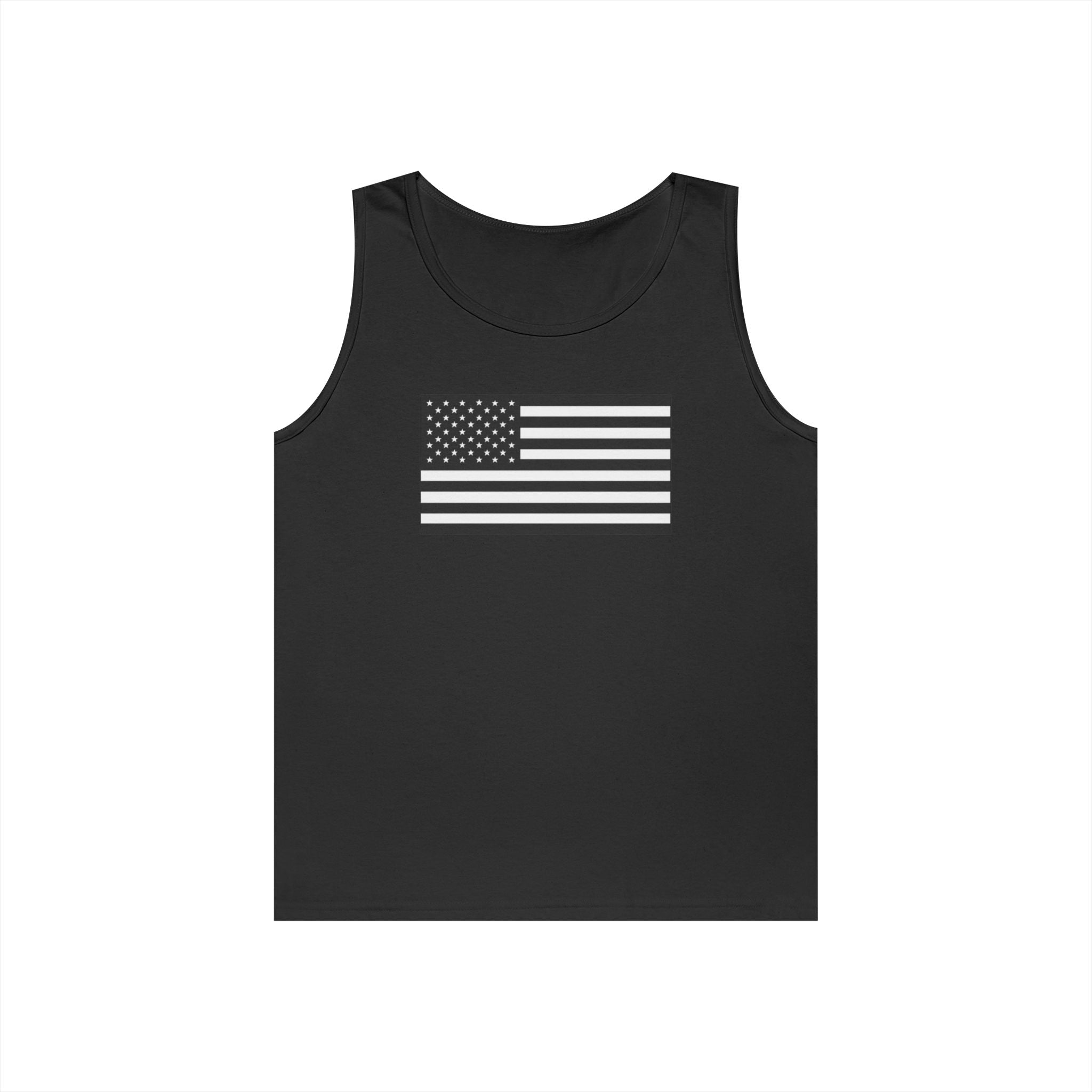 Black and White American Flag Heavy Cotton Tank Top