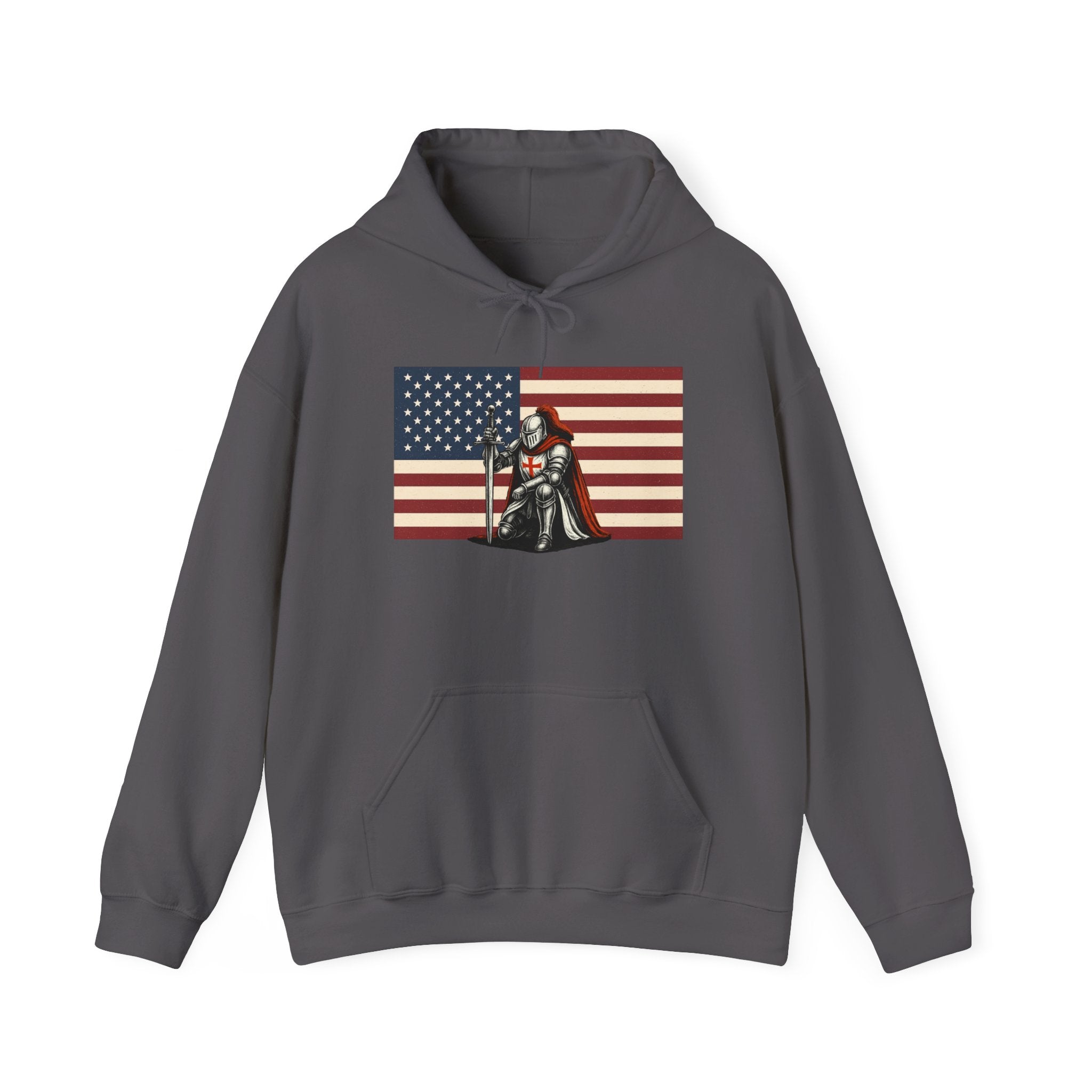 American Crusader Graphic Pull Over Hoodie Sweatshirt