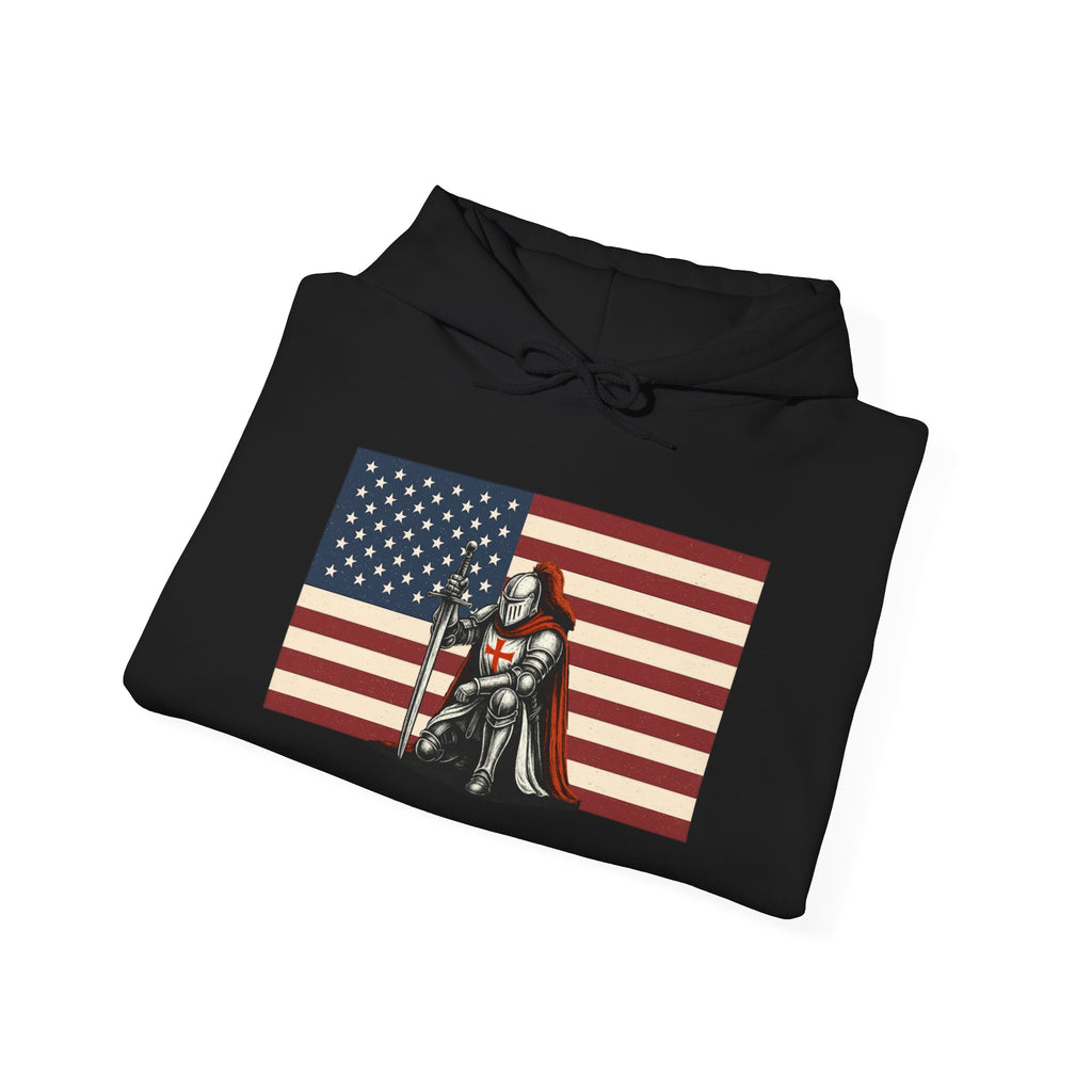 American Crusader Graphic Pull Over Hoodie Sweatshirt