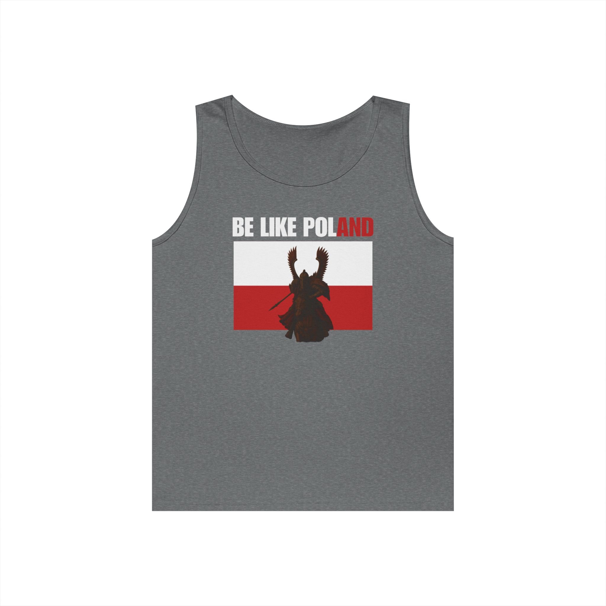 Be Like Poland Winged Hussar Front, Polis Eagle Cross Back Heavy Cotton Tank Top