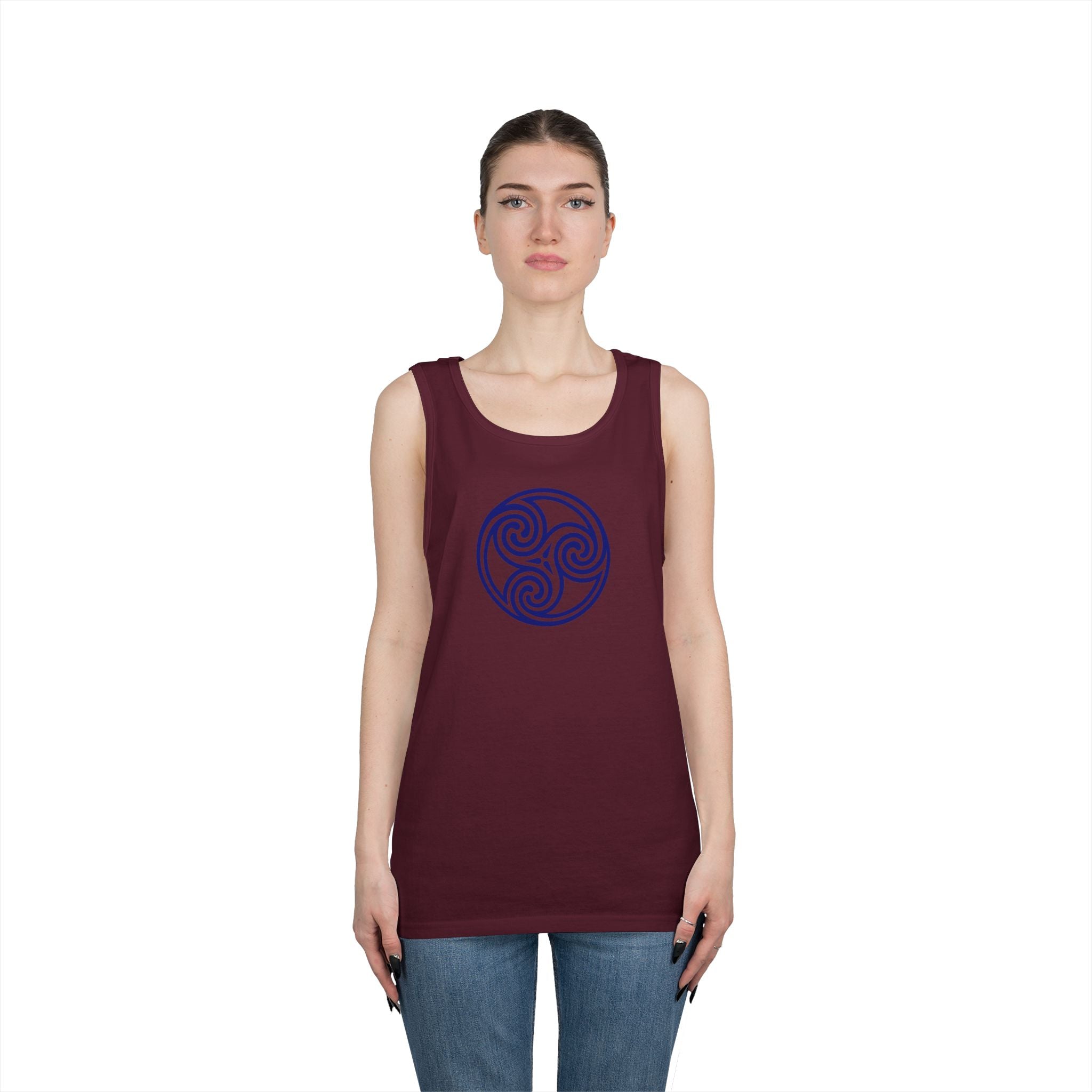 Celtic Spiral Triskele Symbol Blue Unisex Tank Top