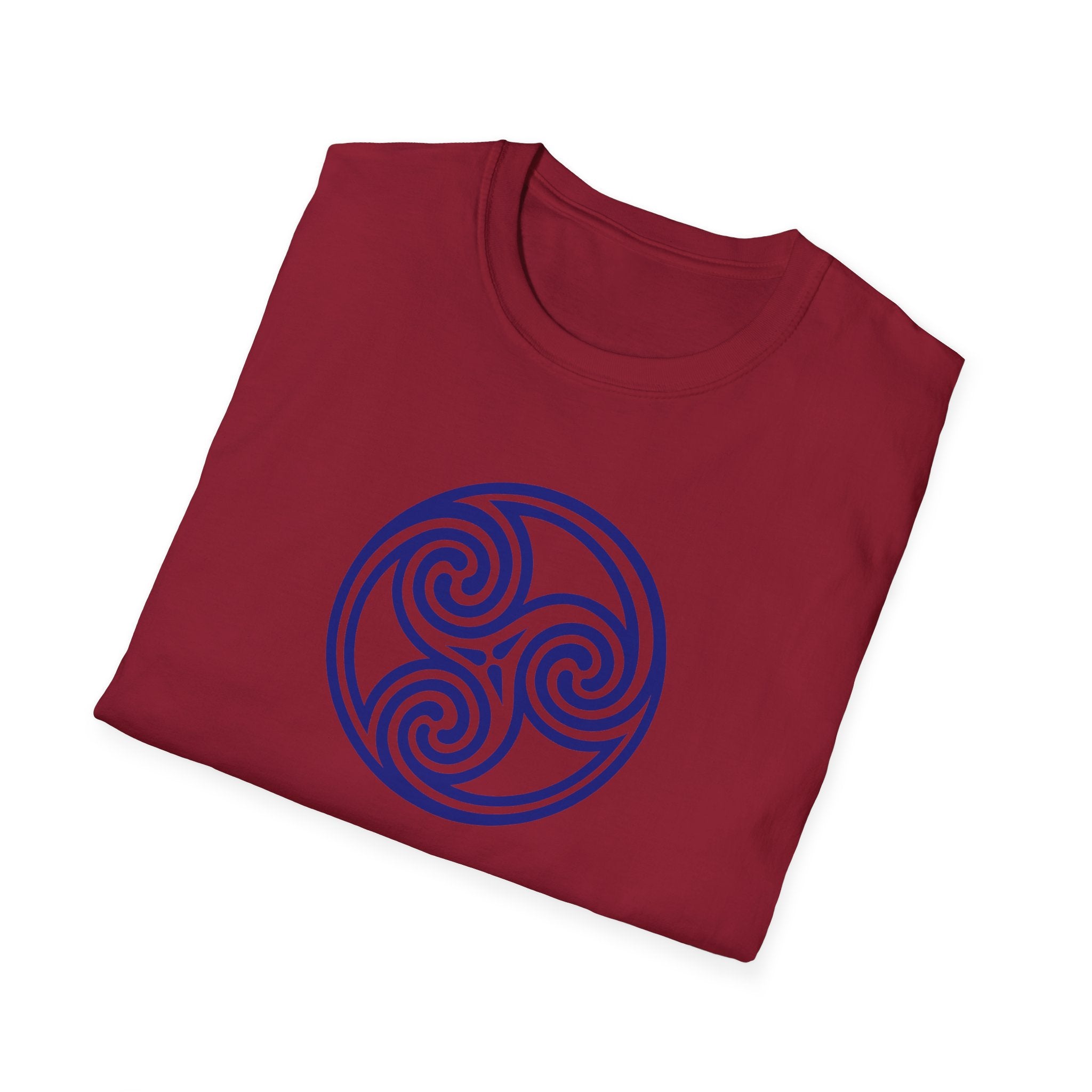 Celtic Spiral Triskele Trinity Symbol Blue Softstyle T-Shirt