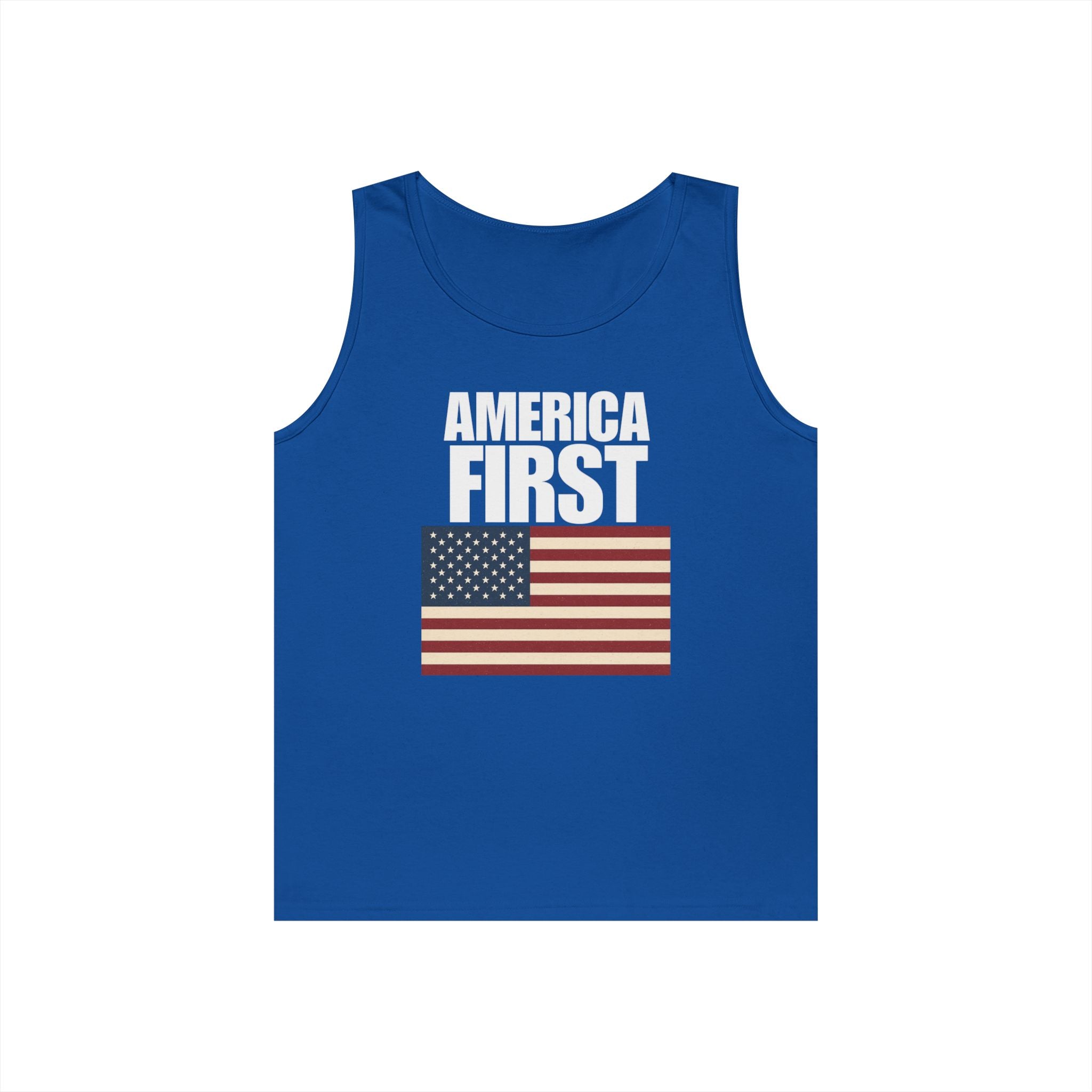 America First American Flag Heavy Cotton Tank Top