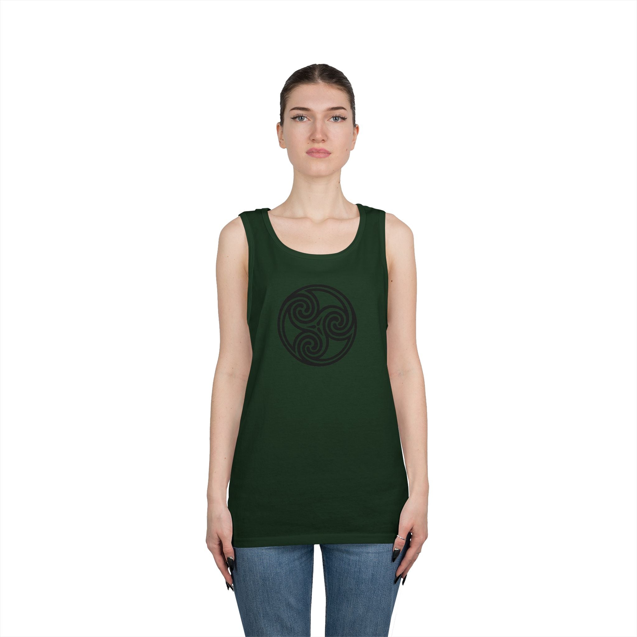 Celtic Spiral Triskele Symbol Black Unisex Tank Top