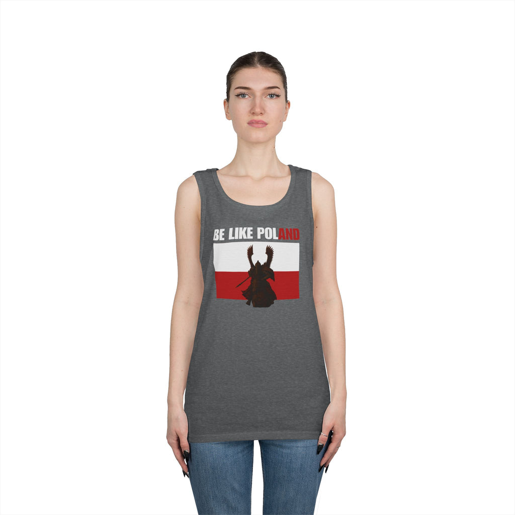 Be Like Poland Winged Hussar Front, Polis Eagle Cross Back Heavy Cotton Tank Top