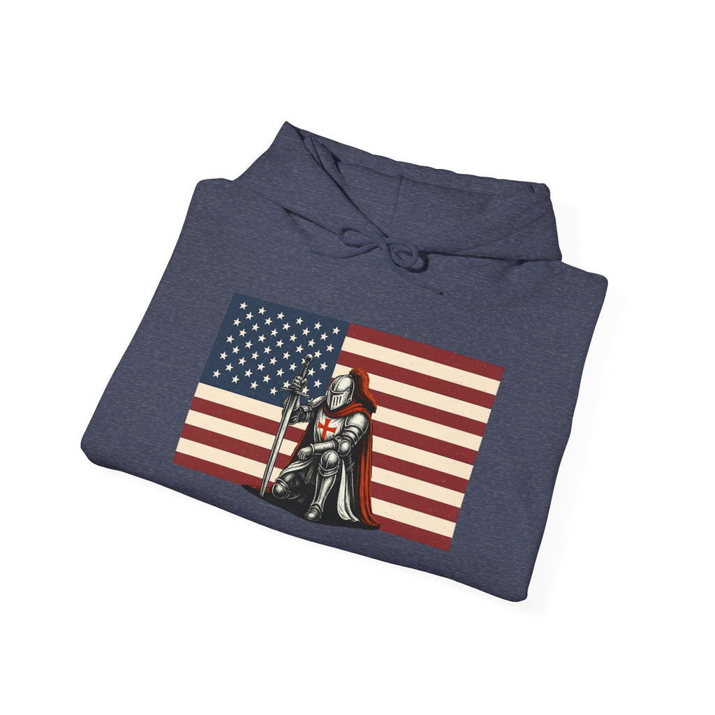 American Crusader Graphic Pull Over Hoodie Sweatshirt