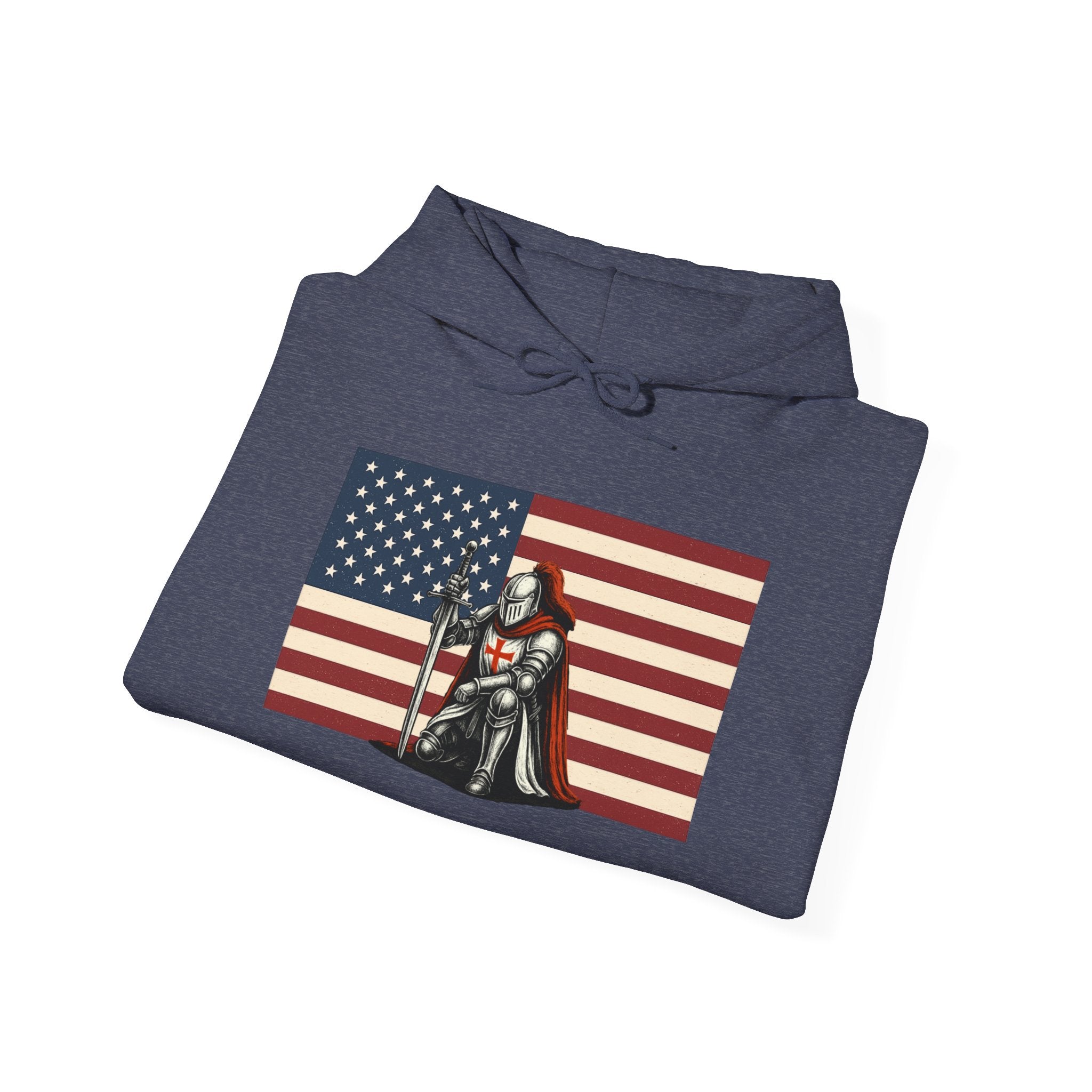 American Crusader Graphic Pull Over Hoodie Sweatshirt