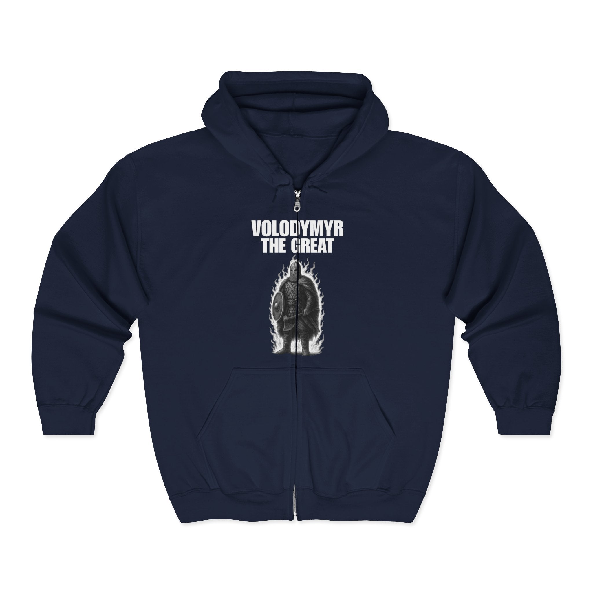 Volodymyr The Great Black and White Full Zip Up Hoodie