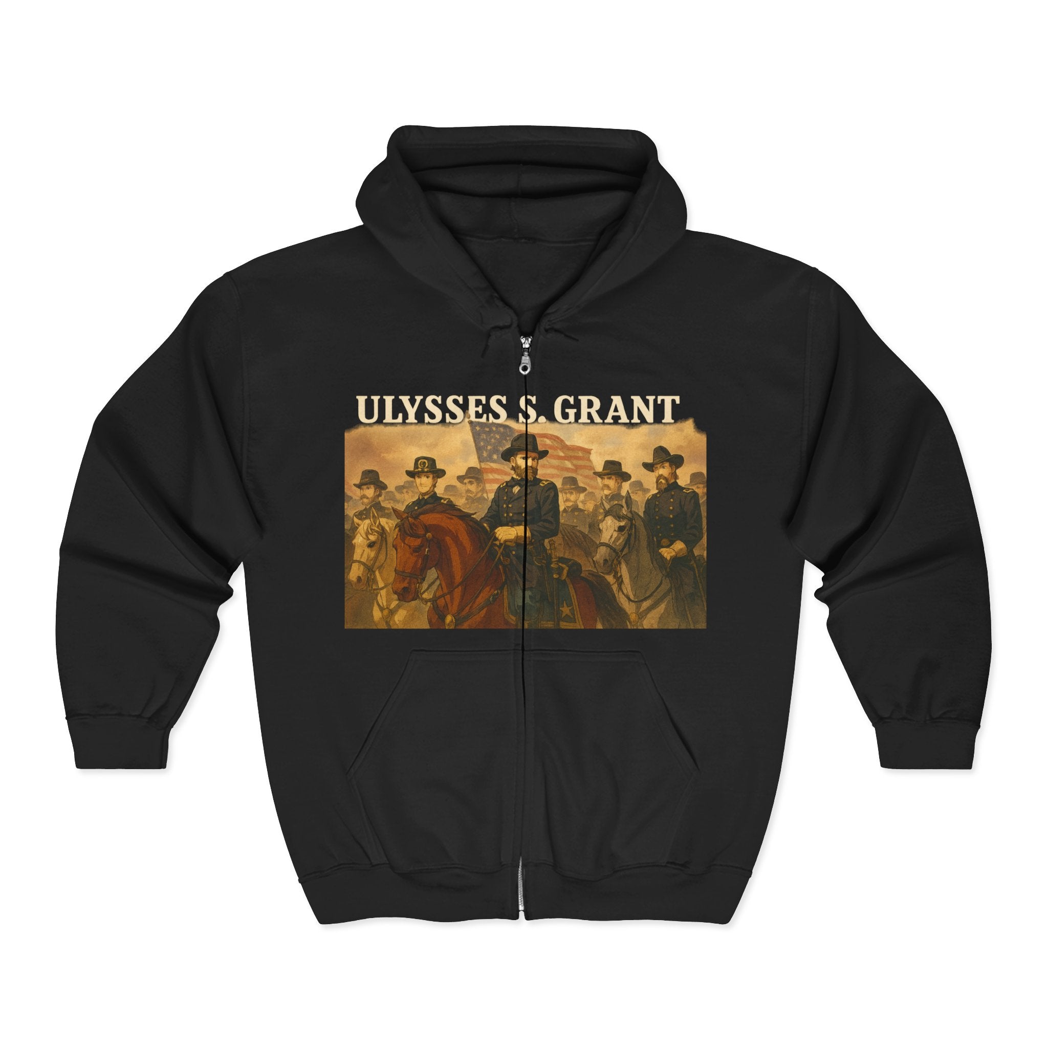 Ulysses S. Grant Vintage Hoodie, Ulysses S. Grant Military Zip-Up