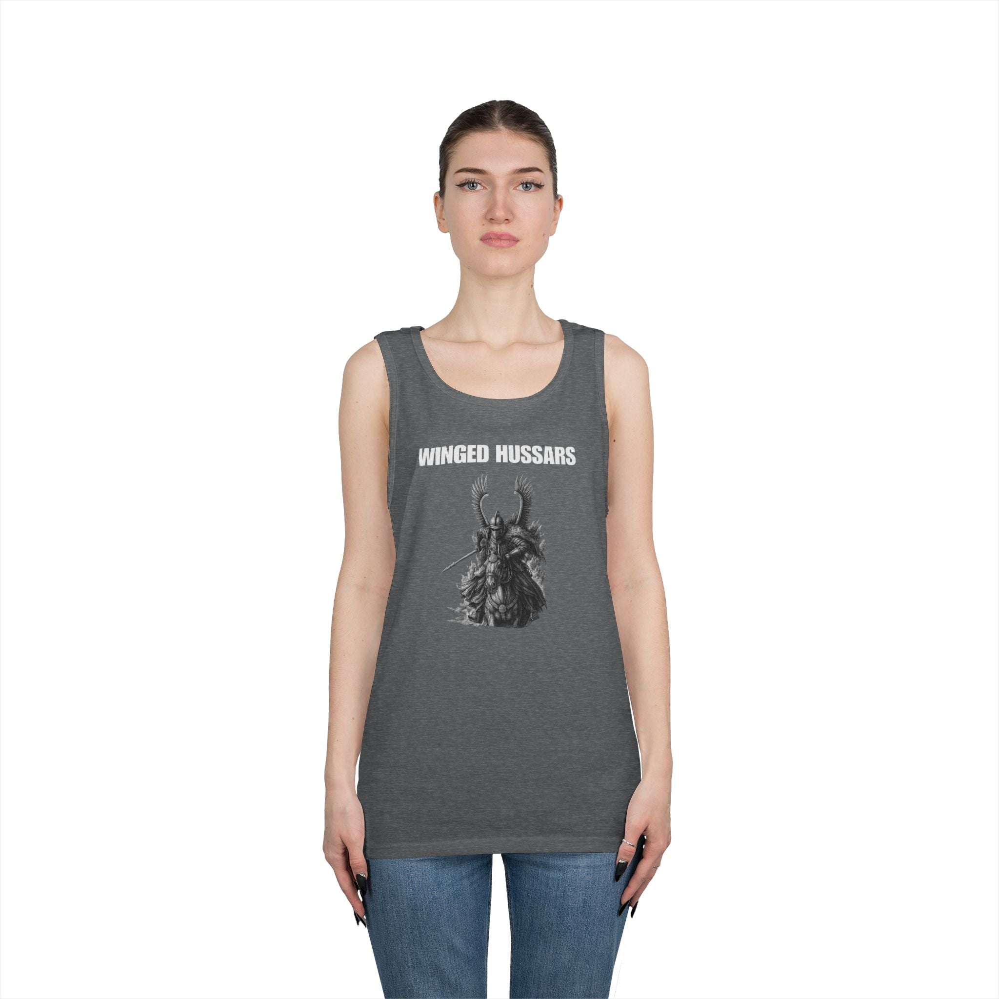 Winged Hussar White Design Heavy Cotton Tank Top