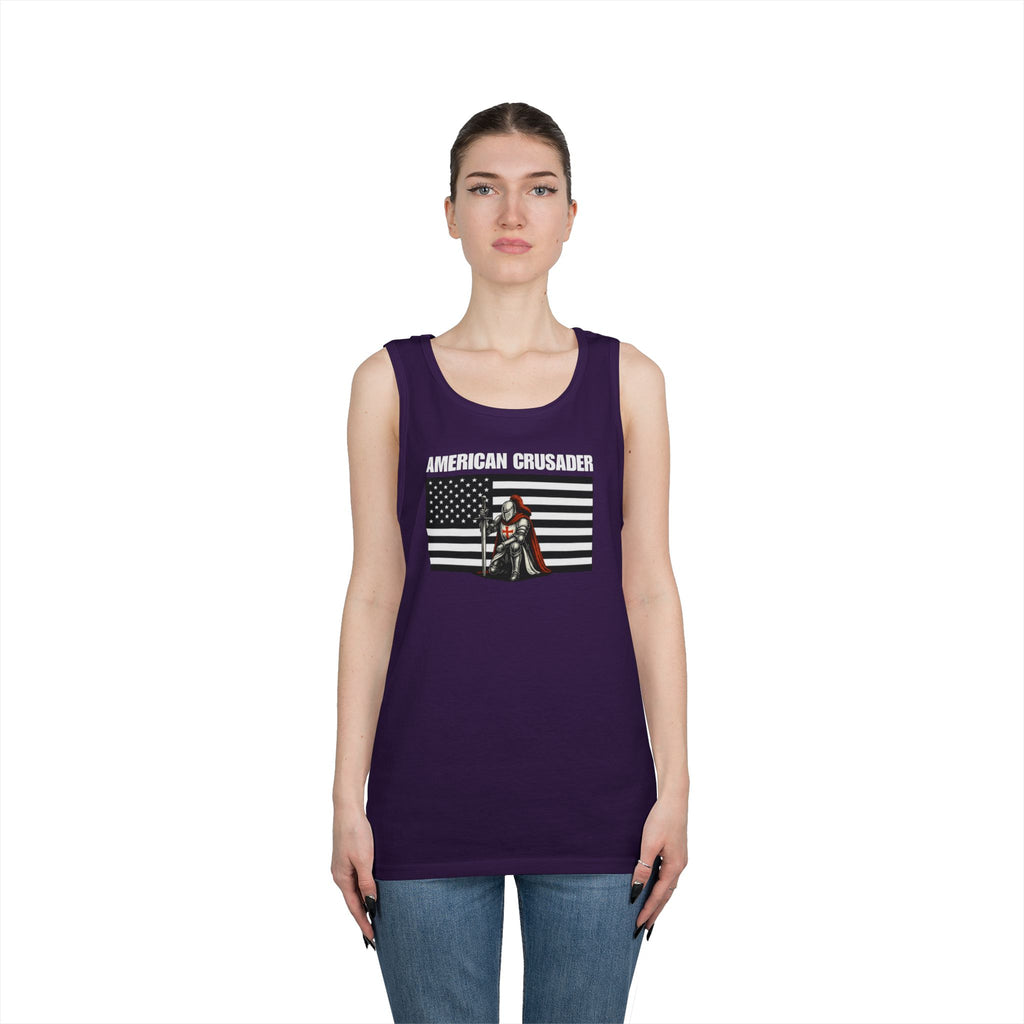 American Crusader Black and White Alt Design Heavy Cotton Tank Top