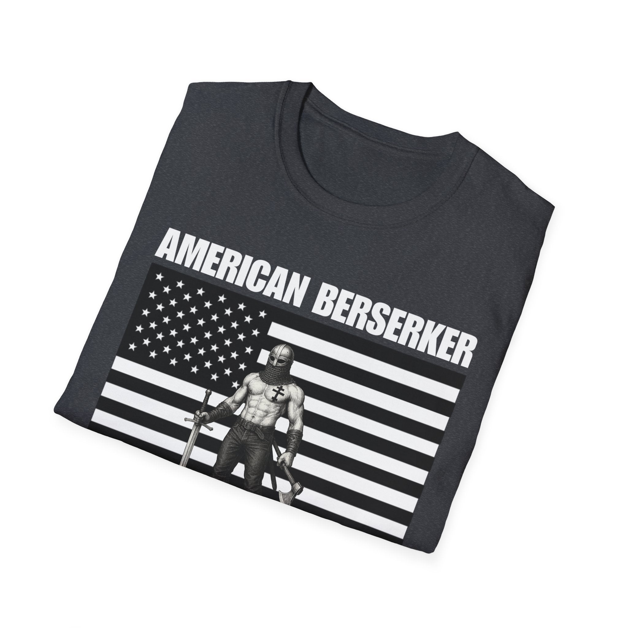 Bold American Berserker Black and White Softstyle T-Shirt