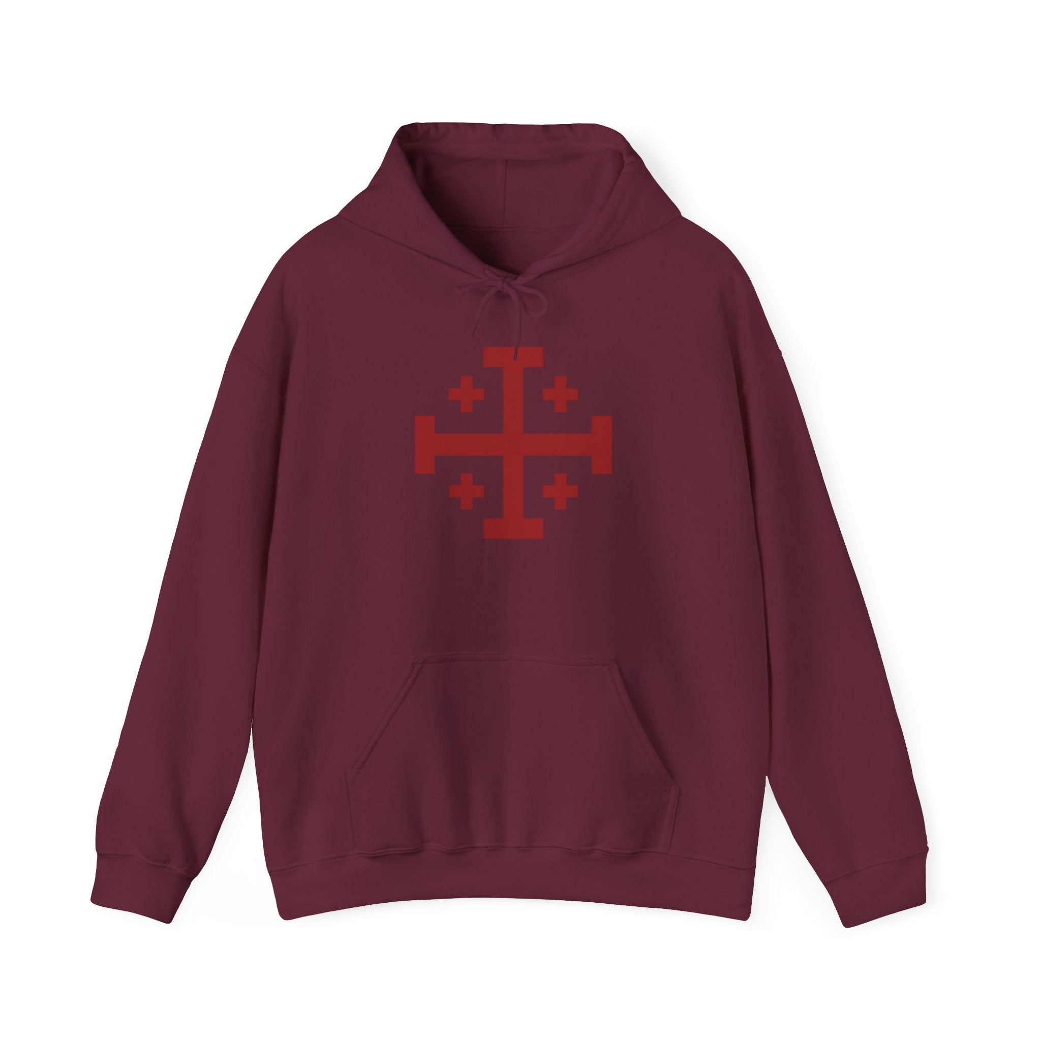 Cross of Jerusalem Red Design Pull Over Hoodie Sweatshirt