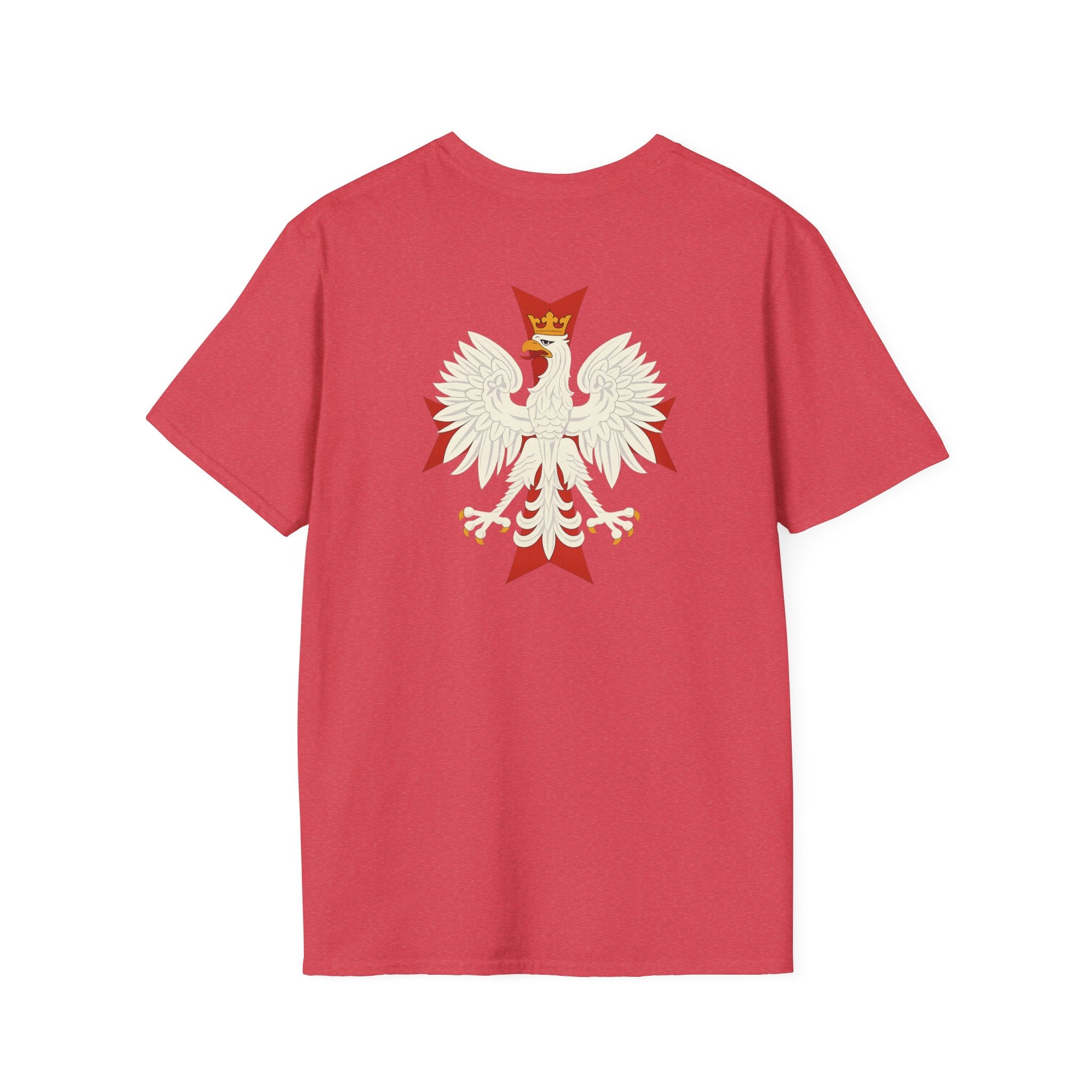 Be Like Poland Winged Hussar Front, Polish Eagle Cross Back Heavy Cotton Softstyle T-Shirt Softstyle Tee