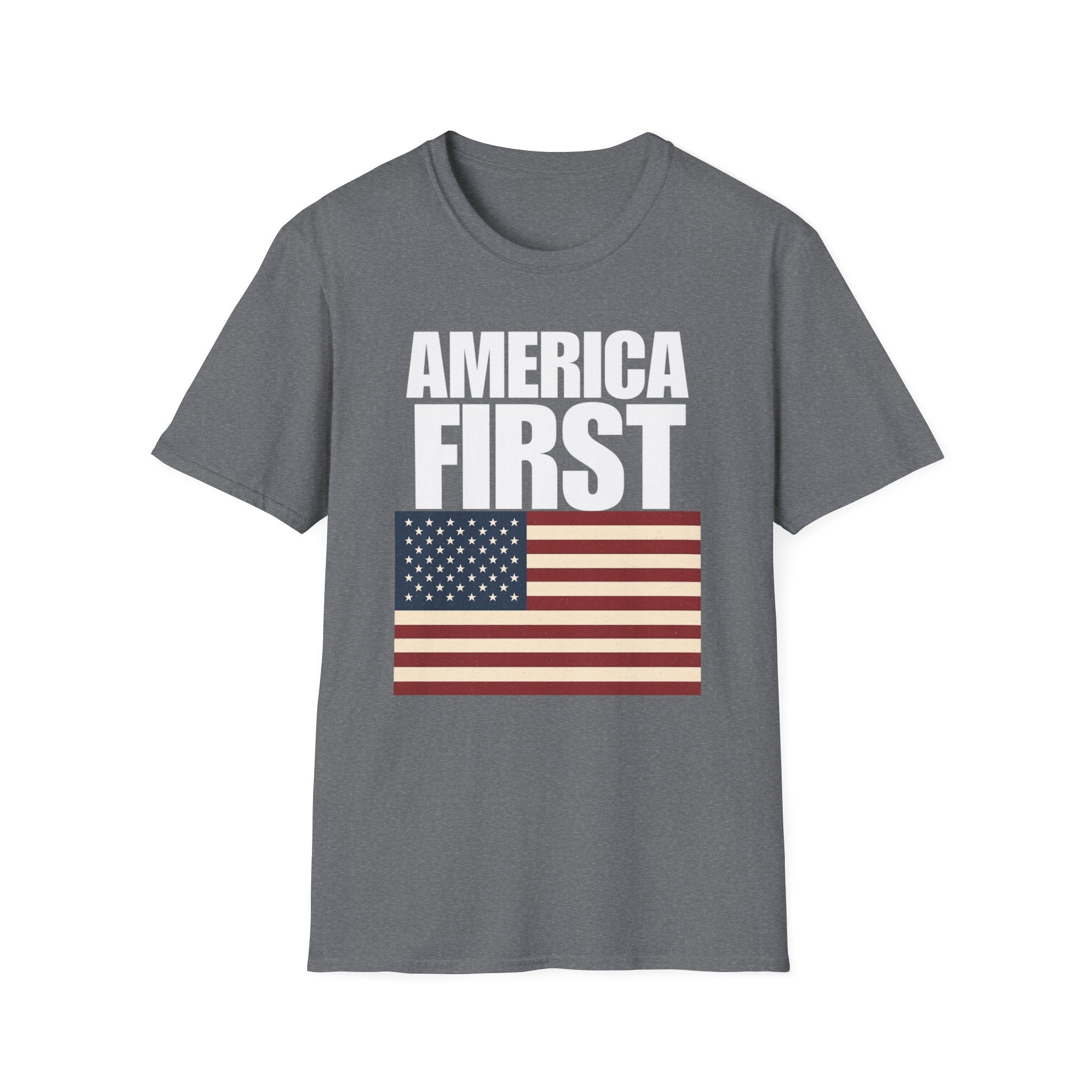 America First American Flag Softstyle Cotton Shirt T-Shirt