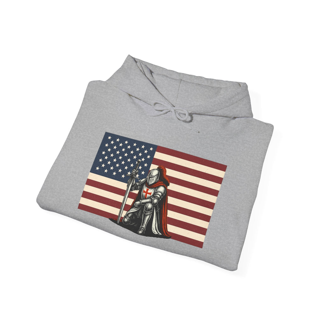 American Crusader Graphic Pull Over Hoodie Sweatshirt