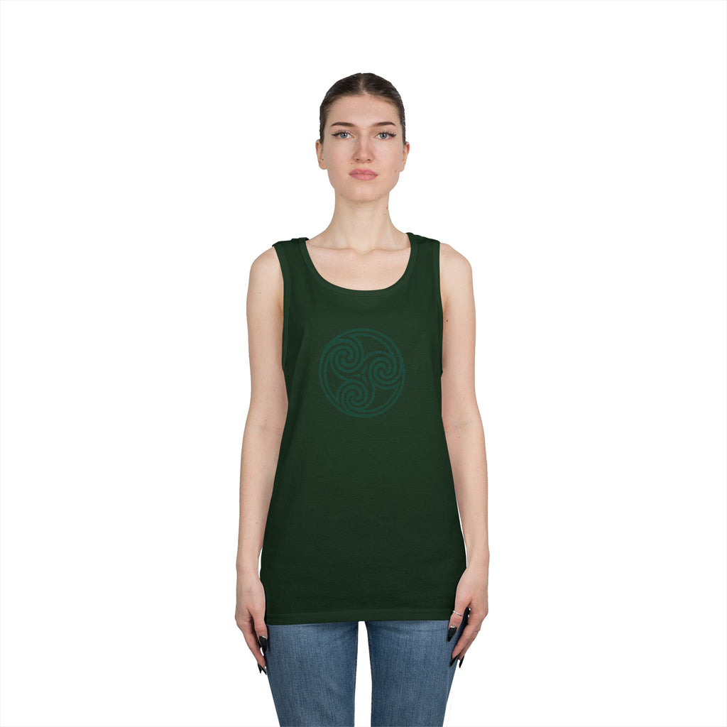 Celtic Spiral Triskele Symbol Green Unisex Tank Top