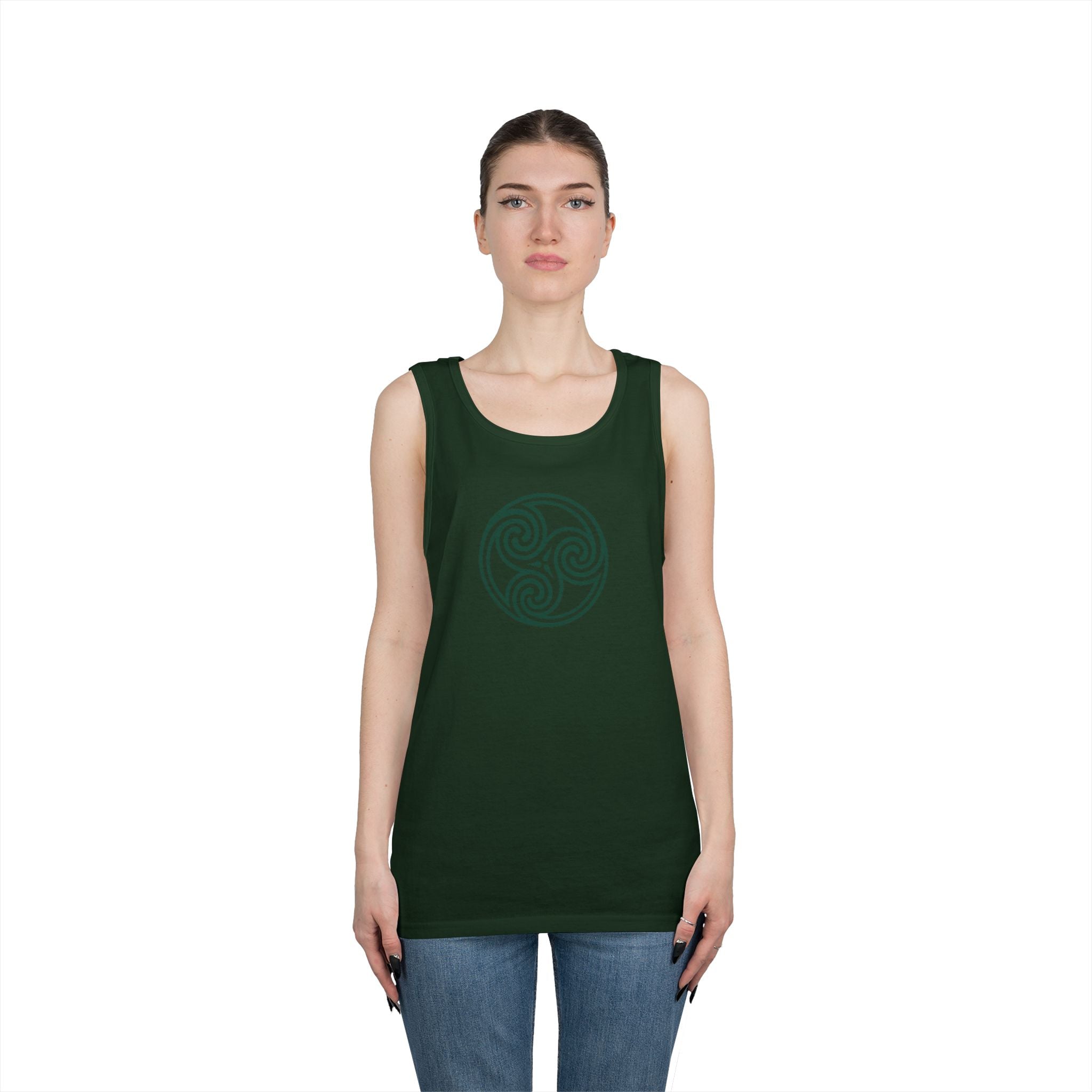 Celtic Spiral Triskele Symbol Green Unisex Tank Top