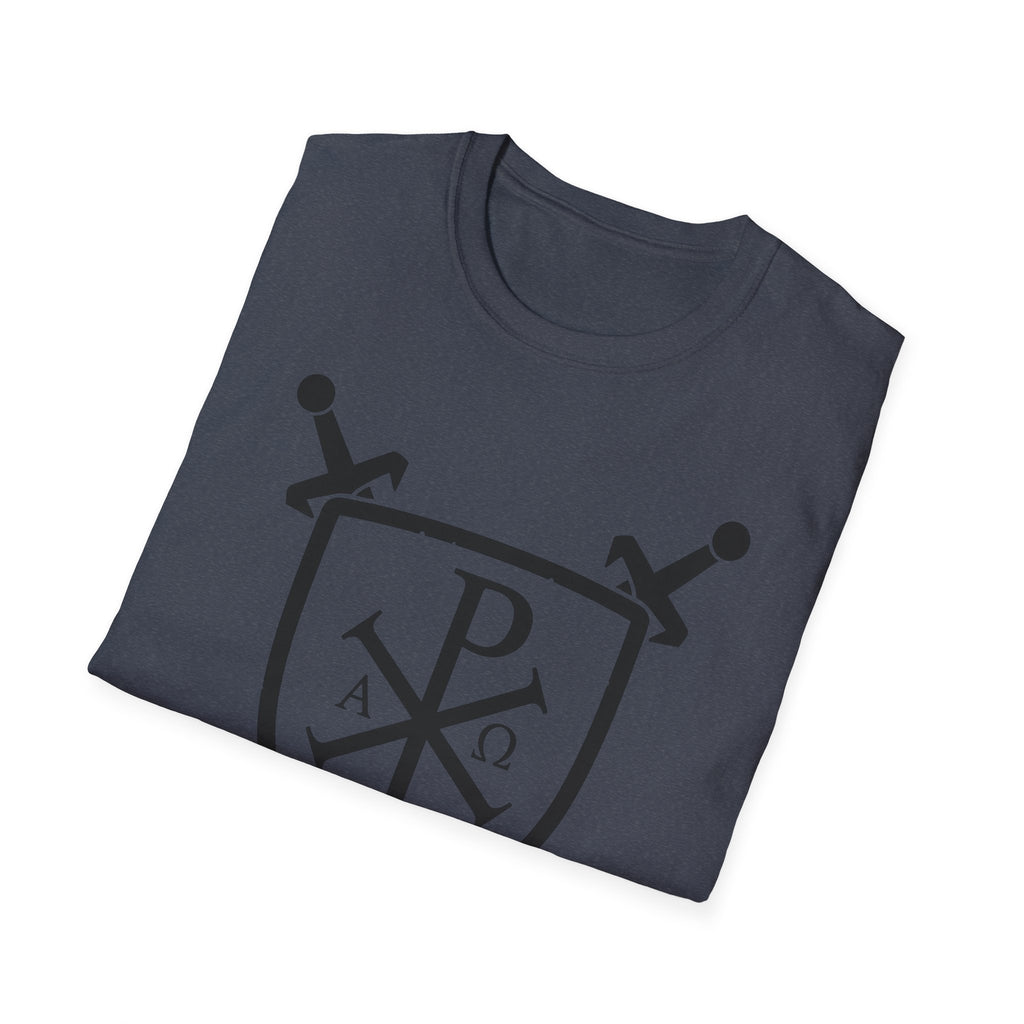 Sword and Shield Pi Chi Rho Black Graphic Softstyle Cotton Shirt T-Shirt