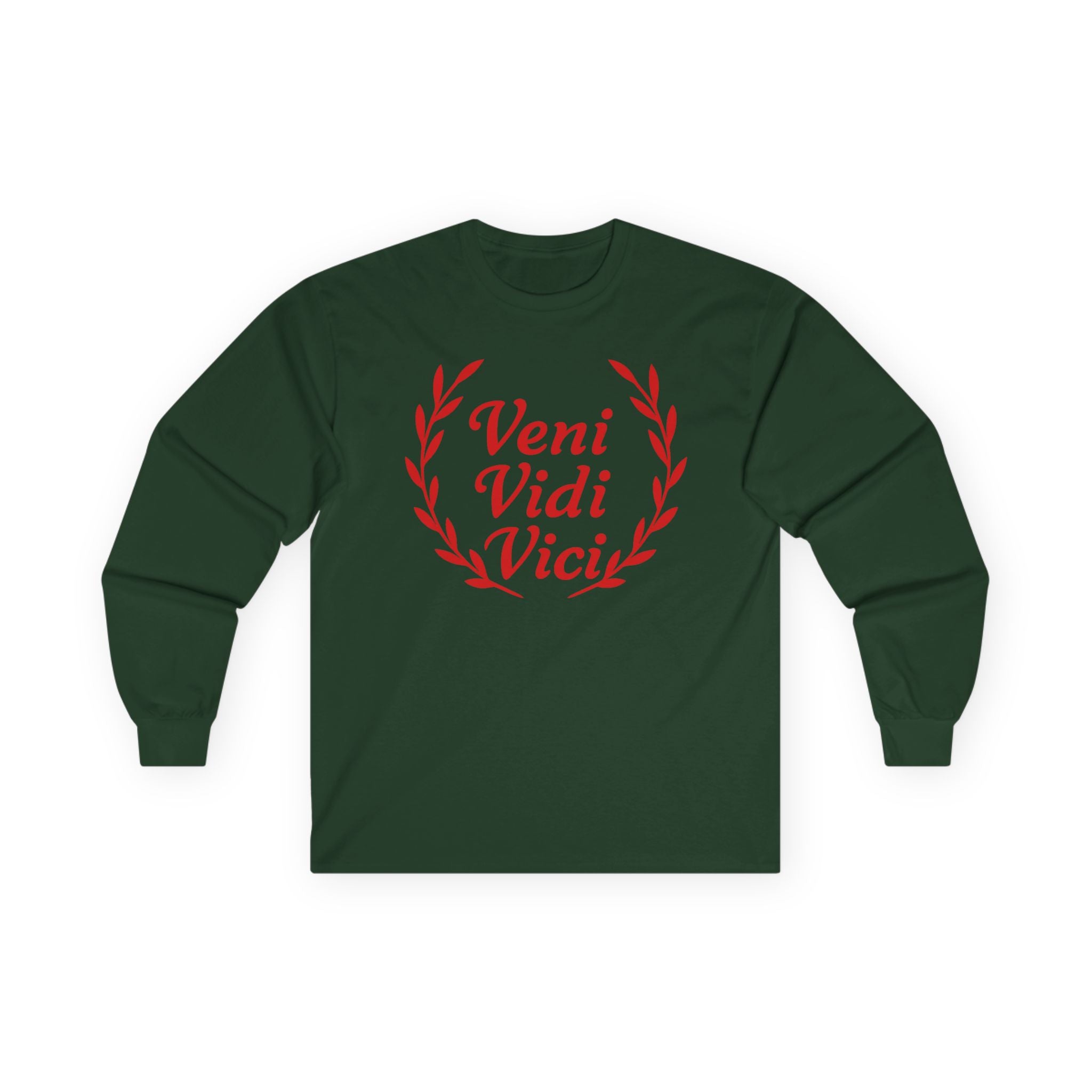 Veni Vidi Vici "I Came, I saw, I Conquered" Light Red Graphic Long Sleeve Tee