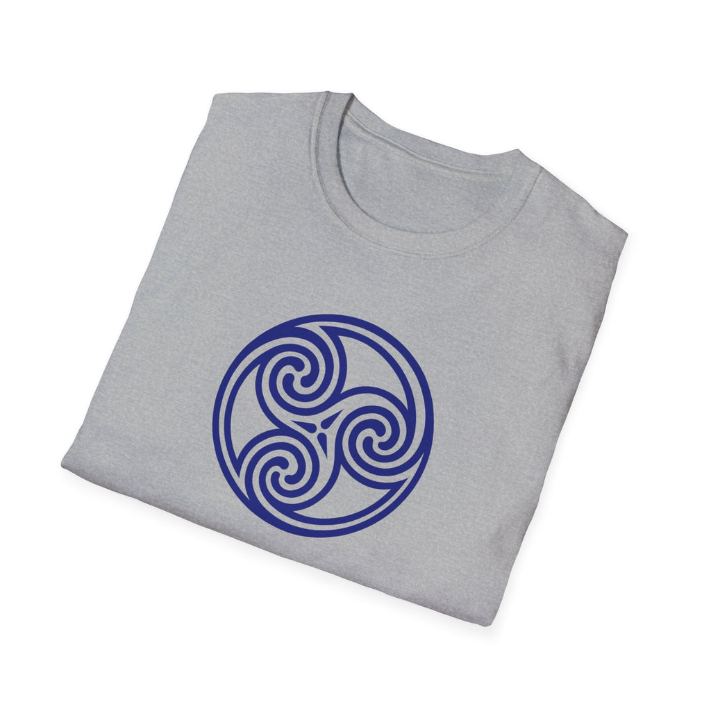 Celtic Spiral Triskele Trinity Symbol Blue Softstyle T-Shirt