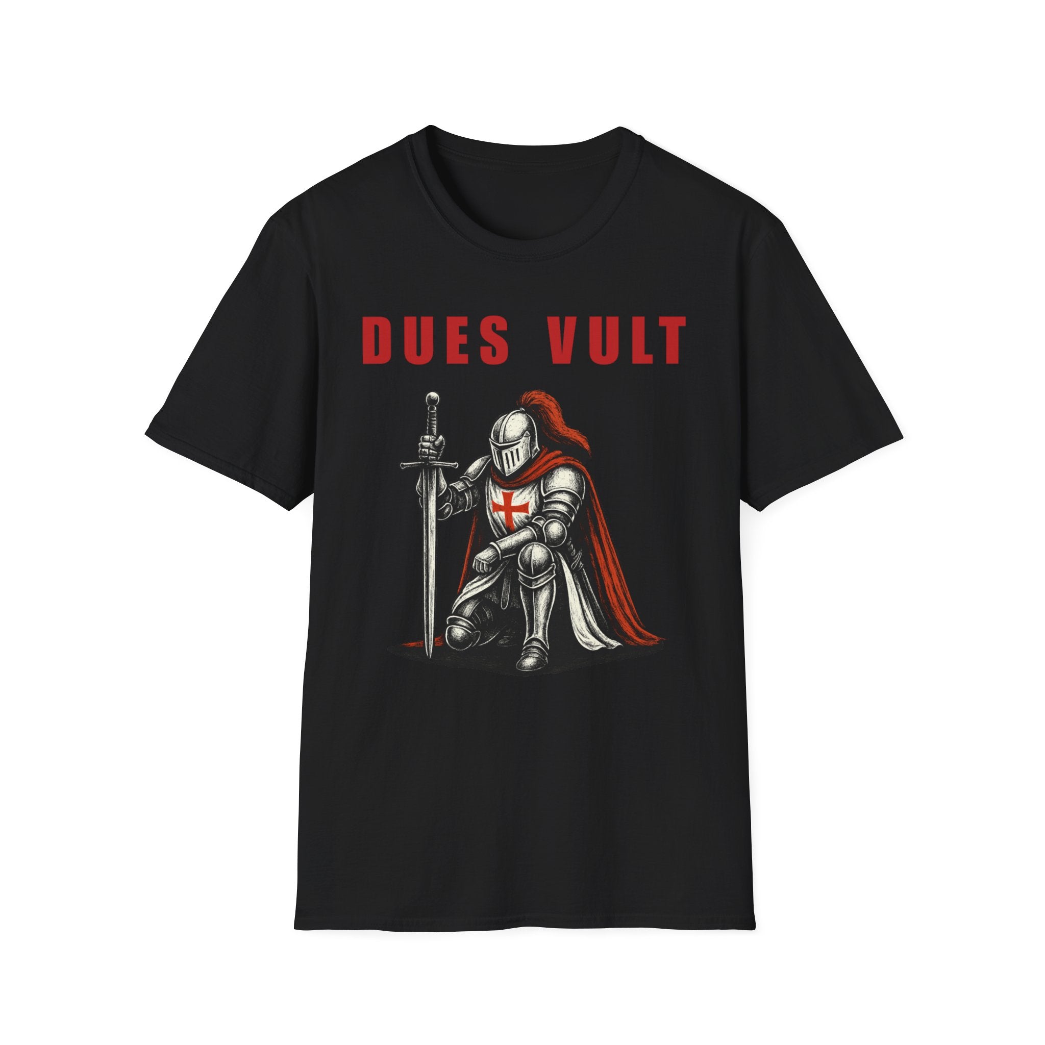 Dues Vult Crusader Knight T-Shirt | Christian Warrior Tee | Faith Shirt