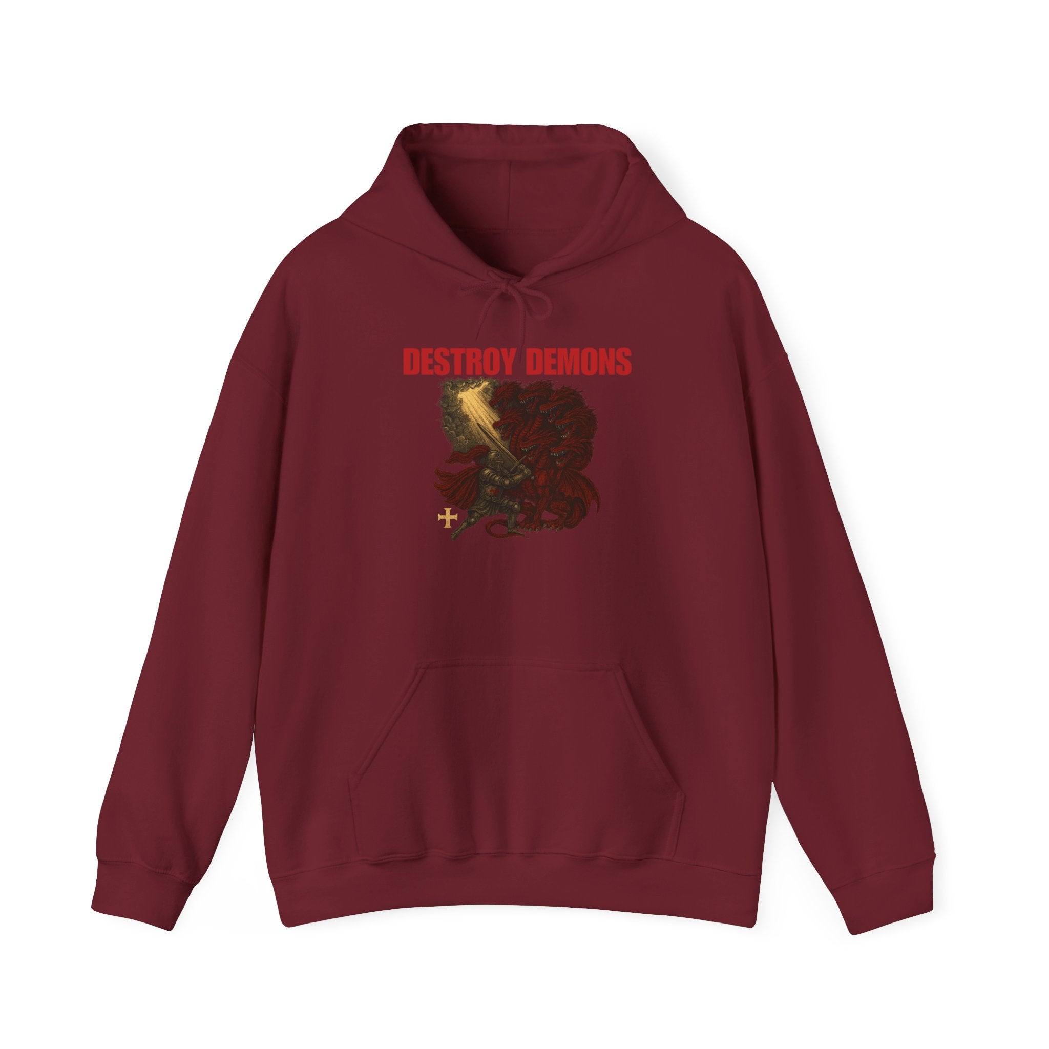 Destroy Demons, Crusader vs Great Red Dragon Graphic Pull Over Hoodie Sweatshirt