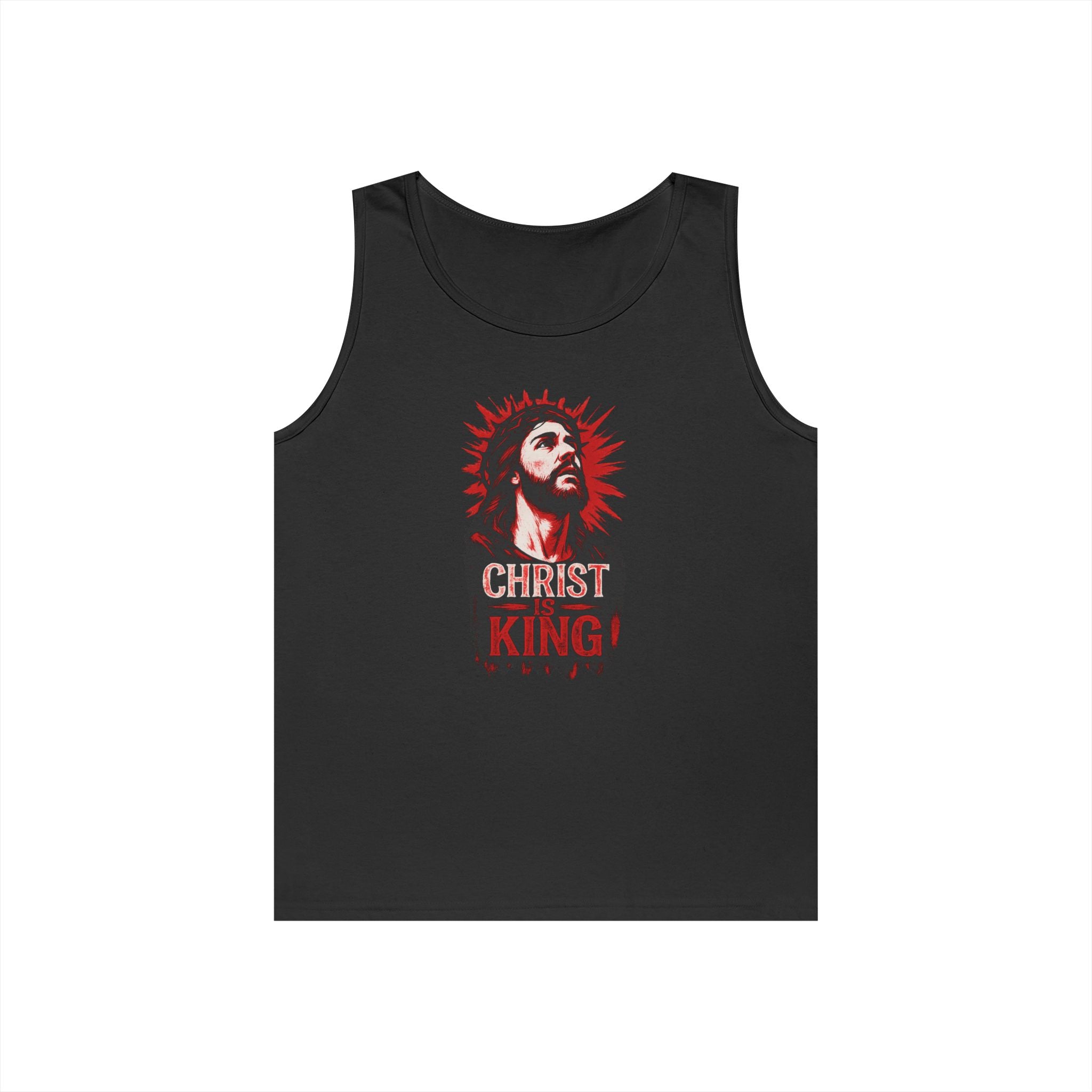 Christ King Unisex Heavy Cotton Tank Top - Casual Religious Apparel, Summer Wear, Gospel Gift, Faith Merchandise, Spiritual Clothing