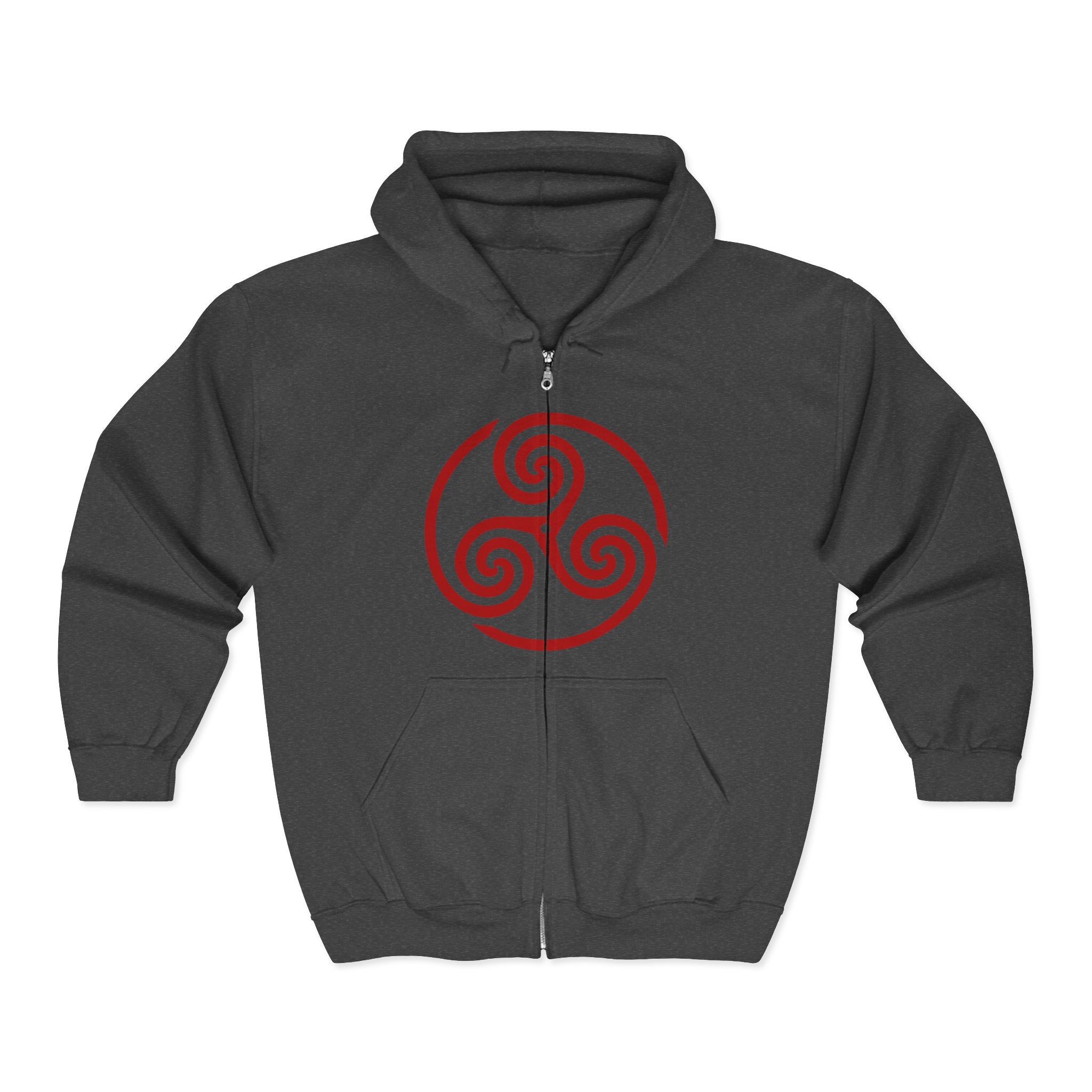 Celtic Spiral Triskele Trinity Symbol Red Design Full Zip Up Hoodie Sweatshirt