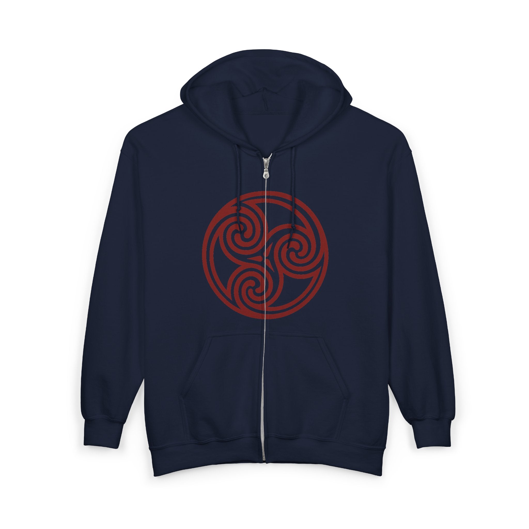 Celtic Spiral Triskele Trinity Symbol Alt Red Design Full Zip Up Hoodie Sweatshirt