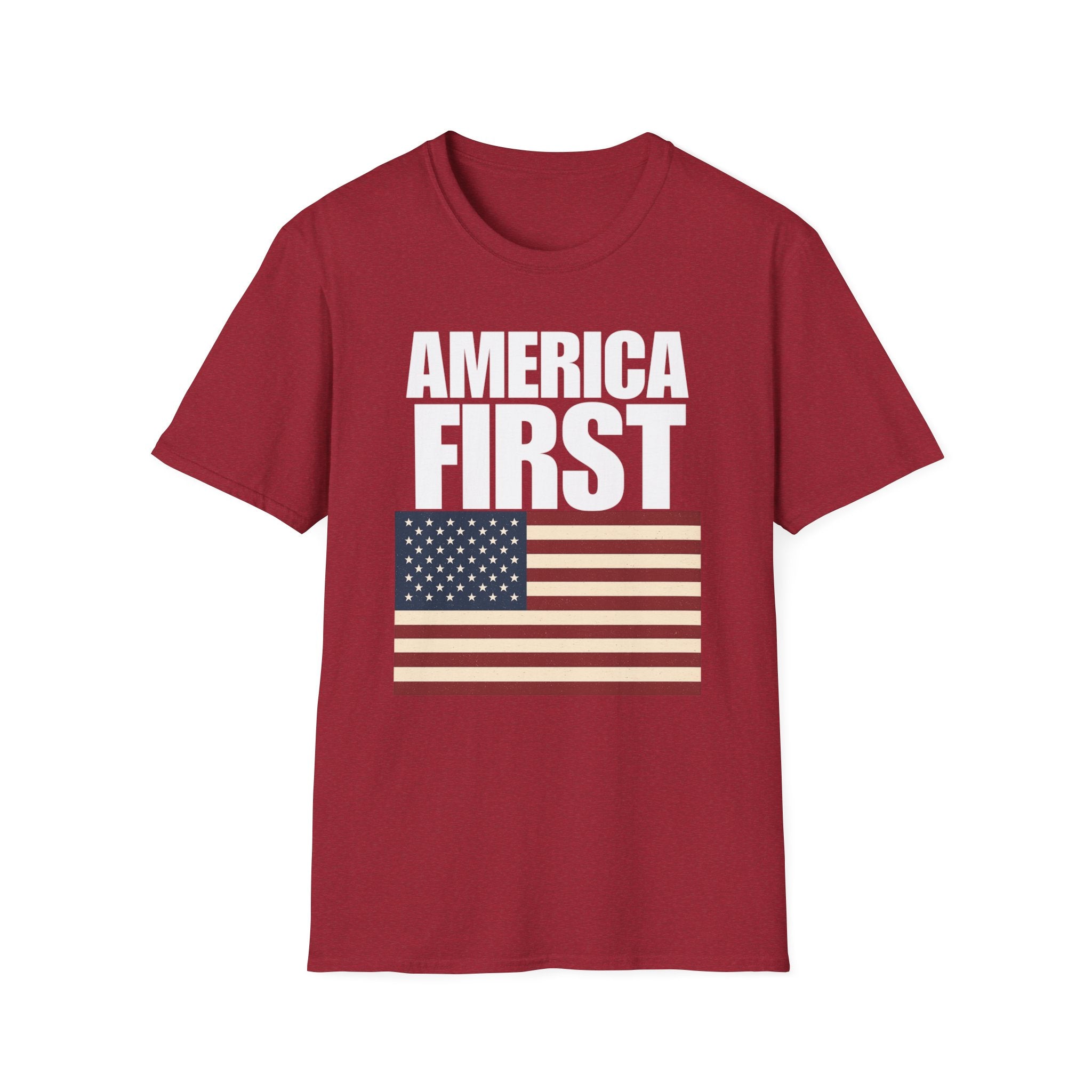 America First American Flag Softstyle Cotton Shirt T-Shirt