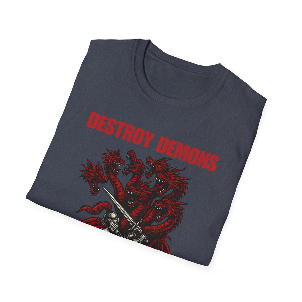 Destroy Demons Crusader Knight vs Dragon  Softstyle T-Shirt