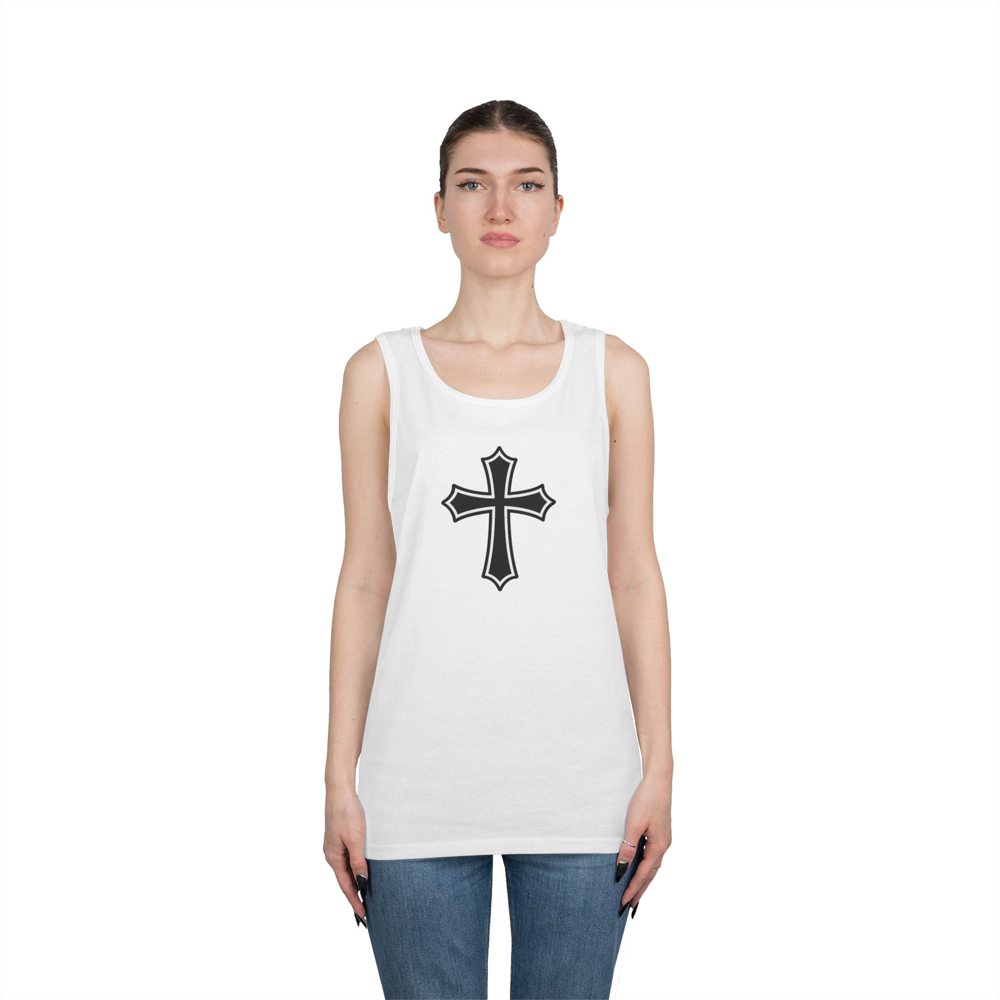 Medieval Style Cross Heavy Cotton Tank Top