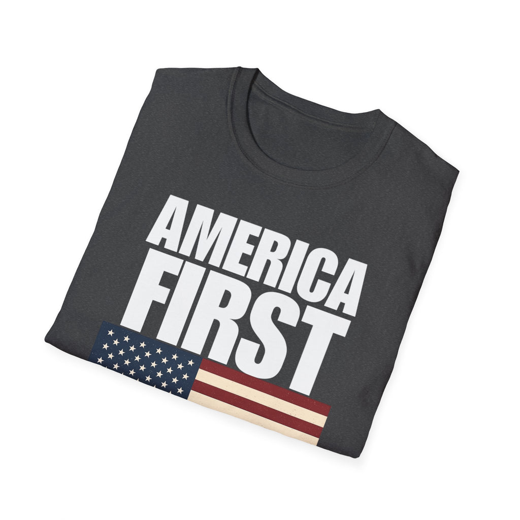 America First American Flag Softstyle Cotton Shirt T-Shirt