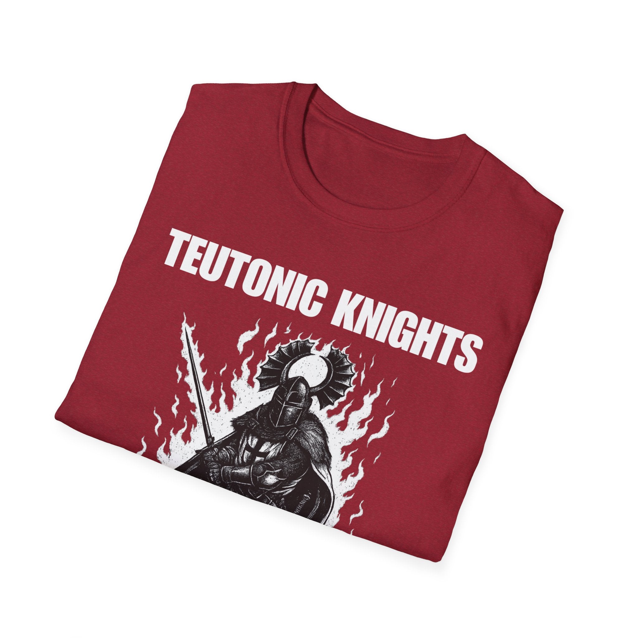 Teutonic Knights Front and Back White Teutonic Cross Graphic Softstyle Cotton Shirt T-Shirt