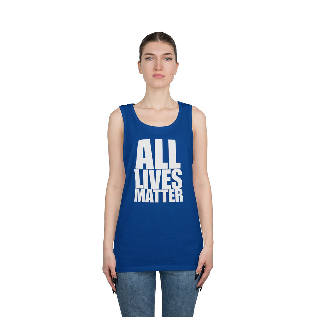 All Lives Matter White Text Heavy Cotton Tank Top