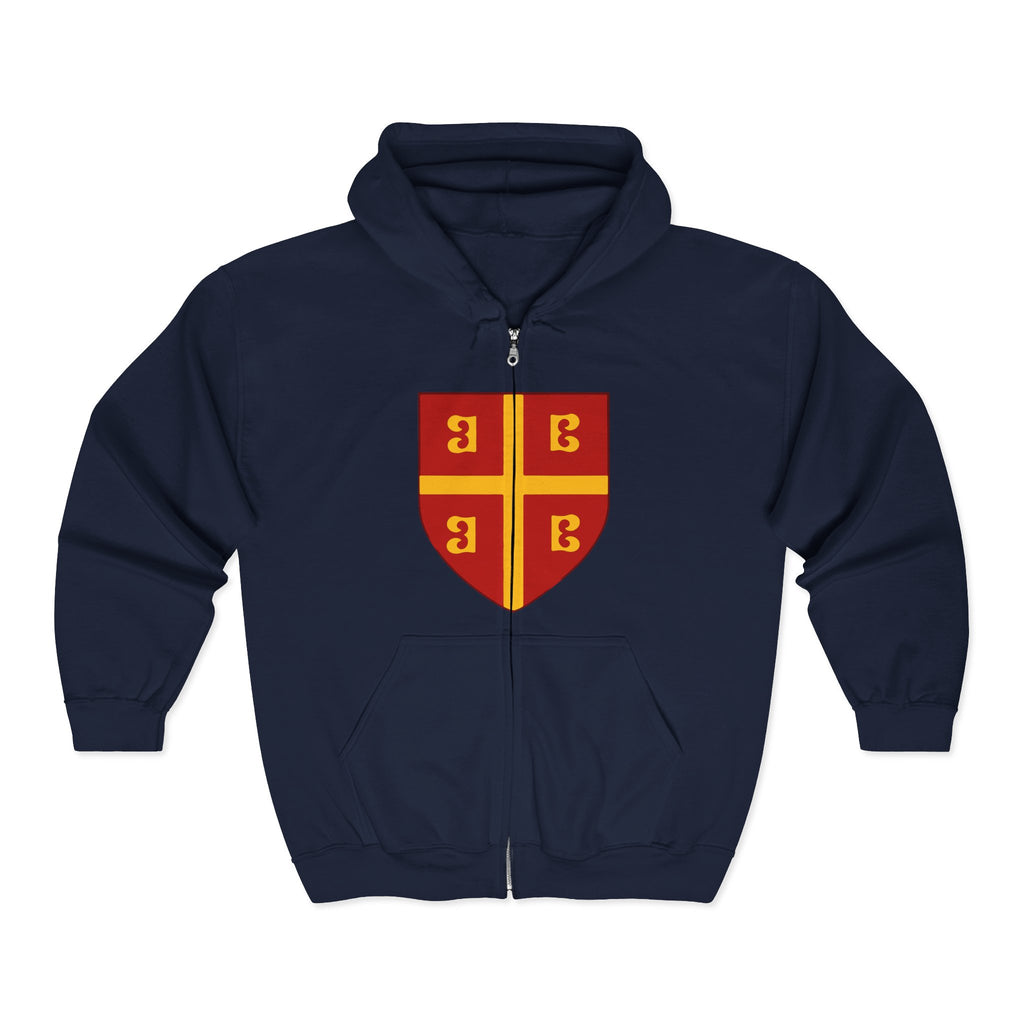 Byzantine Shield Crest Graphic Full Zip Up Hoodie Sweatshirt