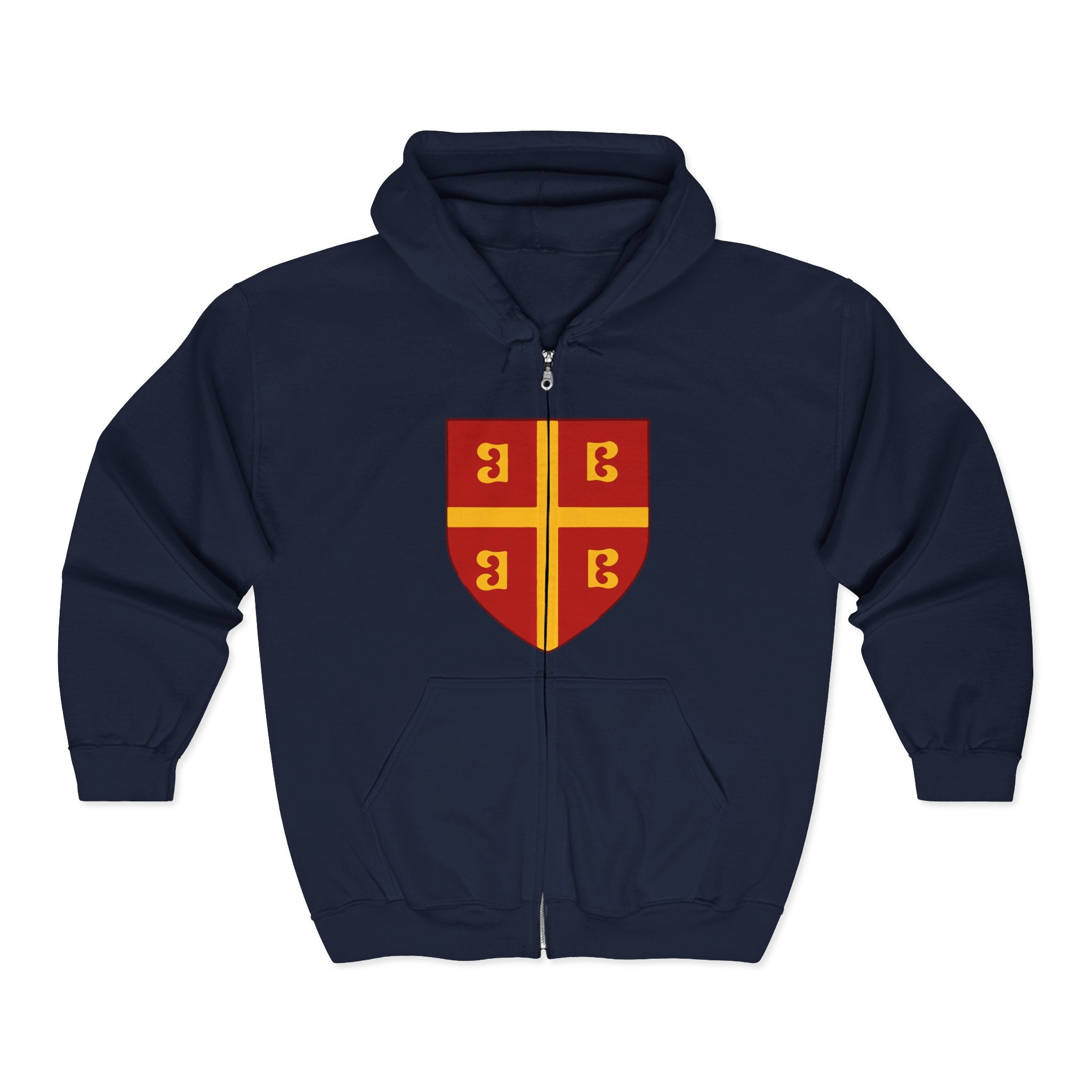 Byzantine Shield Crest Graphic Full Zip Up Hoodie Sweatshirt
