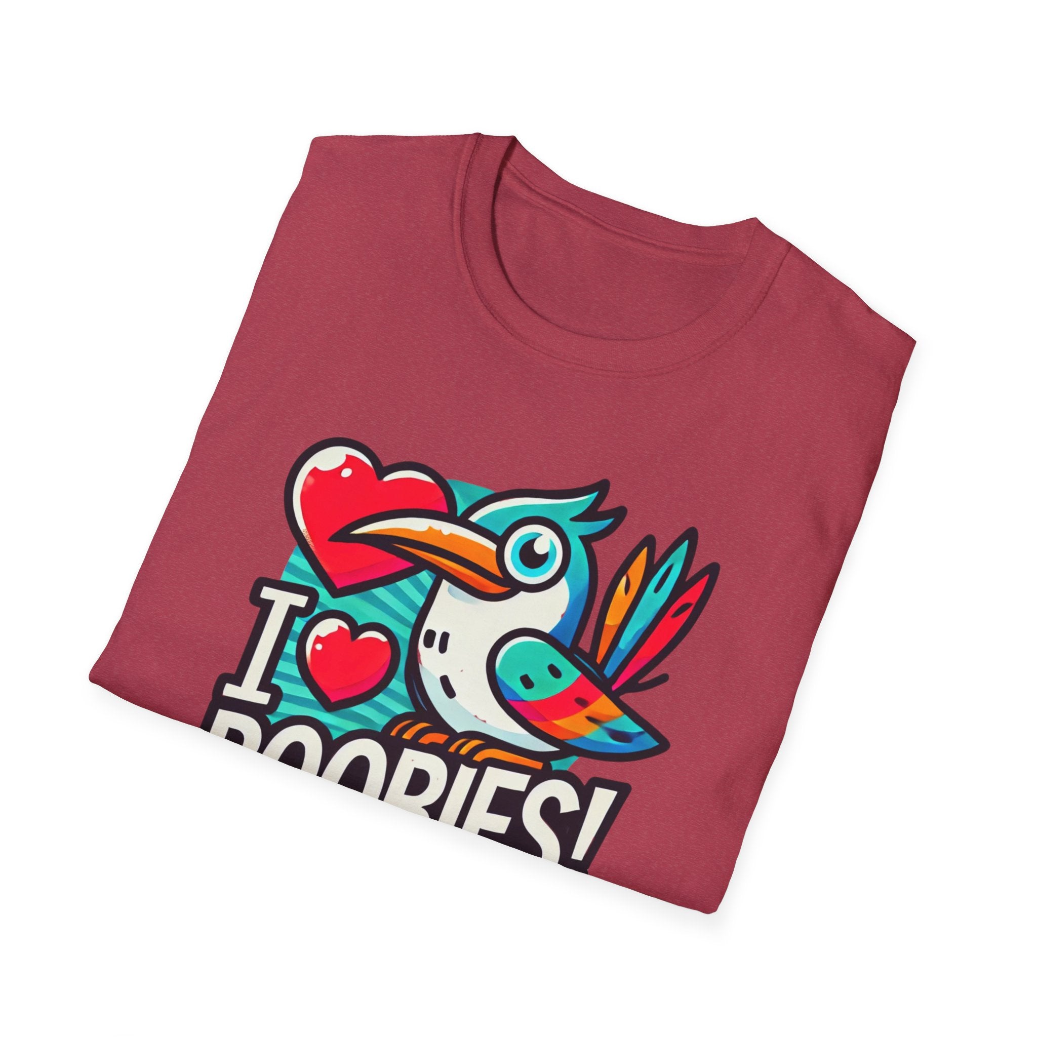 Funny 'I Love Boobies!' Boobie Bird Softstyle Cotton T-Shirt