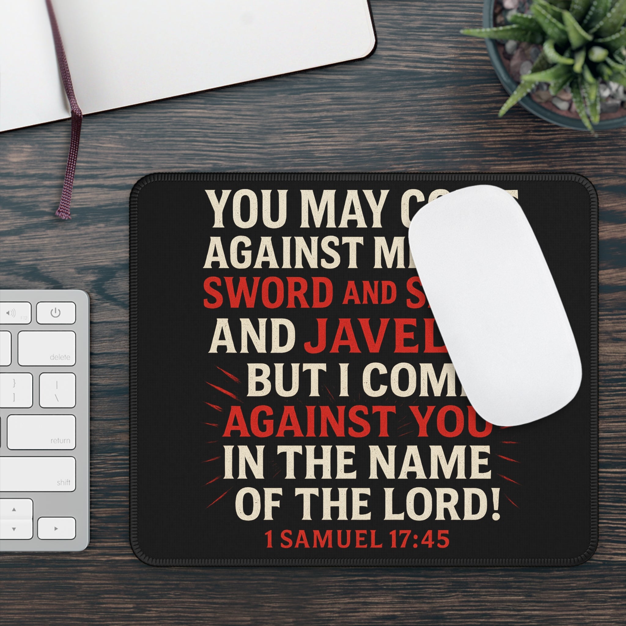 Inspirational Bible Verse Gaming Mouse Pad 1 Samuel 17:45