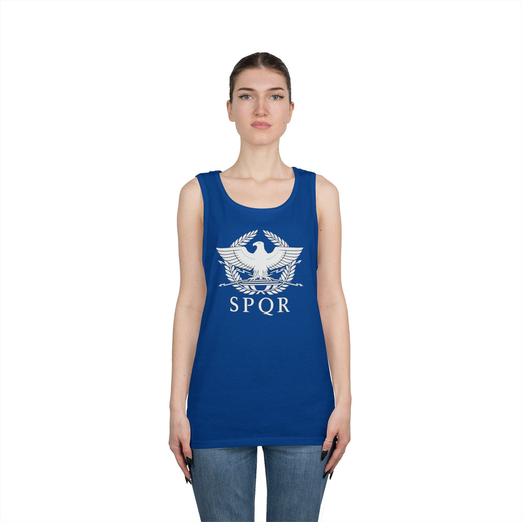 SPQR Roman Eagle White Design Heavy Cotton Tank Top