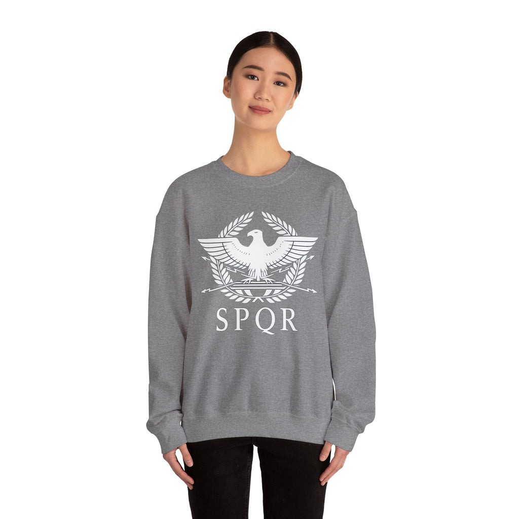 SPQR Roman Eagle White Design Crewneck Sweatshirt