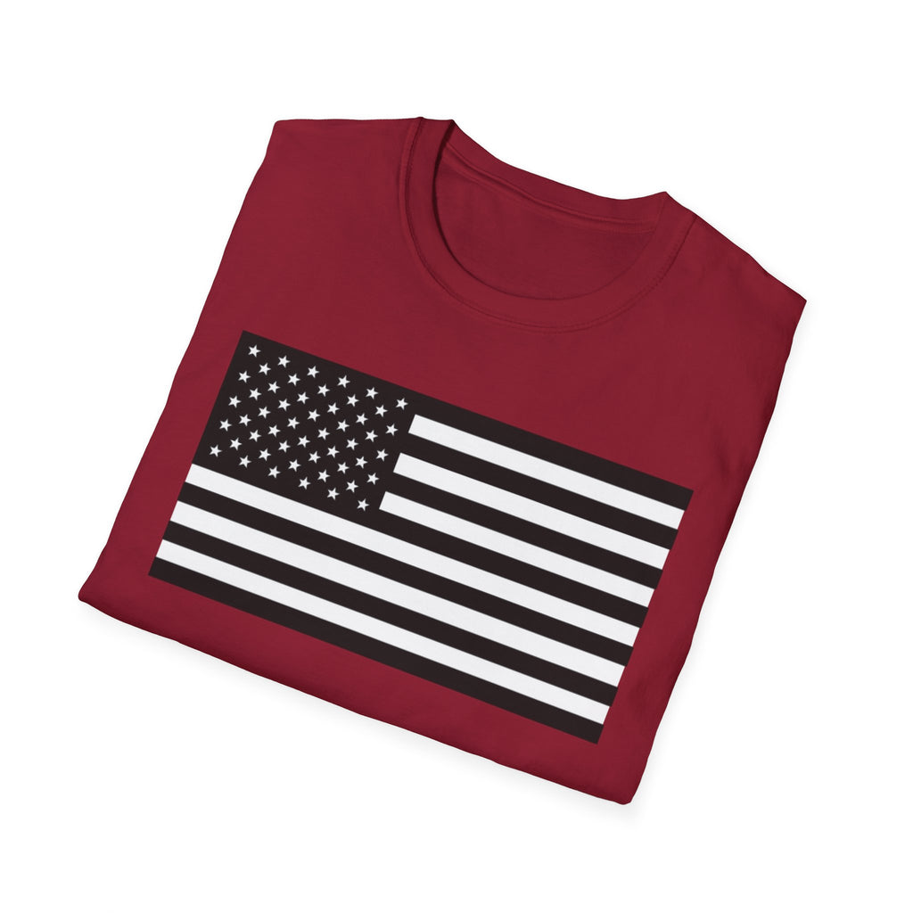 Black and White American Flag Softstyle Cotton Shirt T-Shirt
