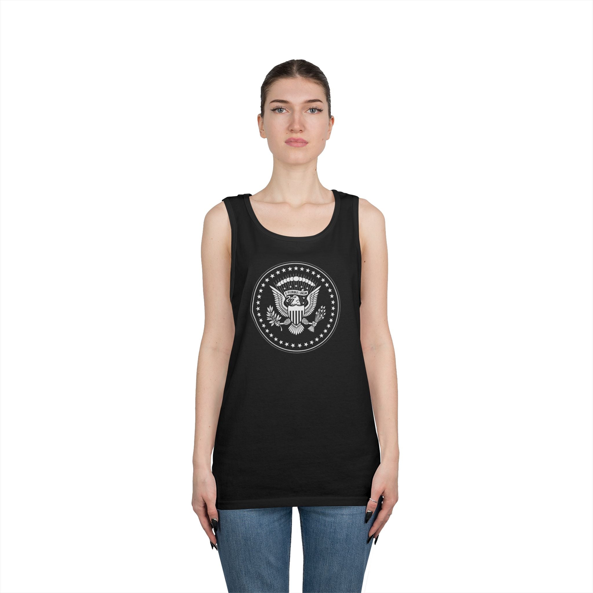 American Eagle Presidential Seal Black Design Unisex Heavy Cotton Tank Top