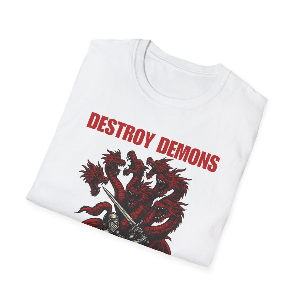 Destroy Demons Crusader Knight vs Dragon  Softstyle T-Shirt